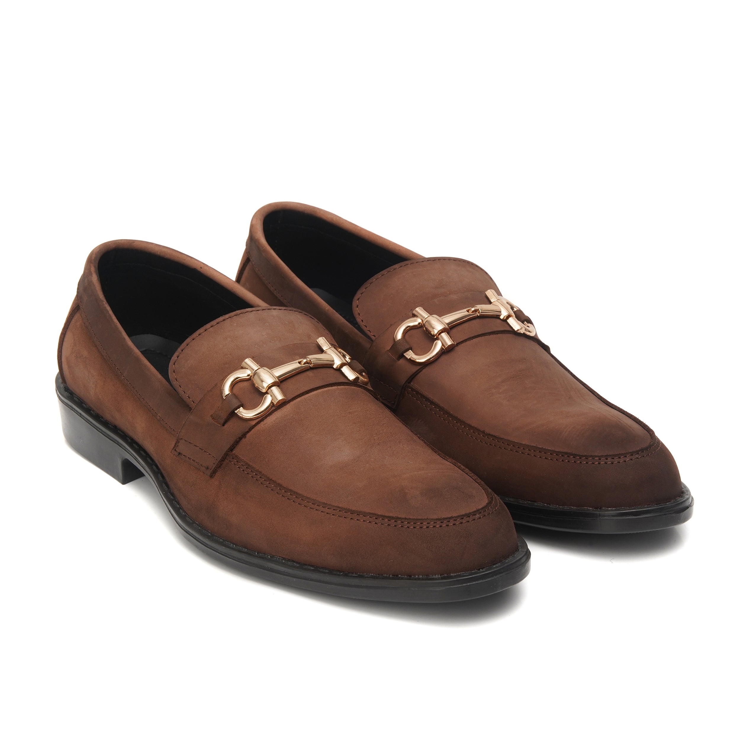CS-07 Oily Brown Shaded Horsebit Style Loafers
