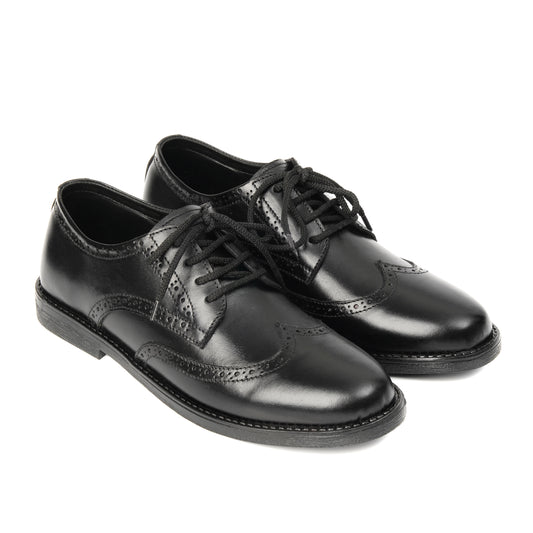 CS-08 Black Cow Leather Casual Brogue Shoes