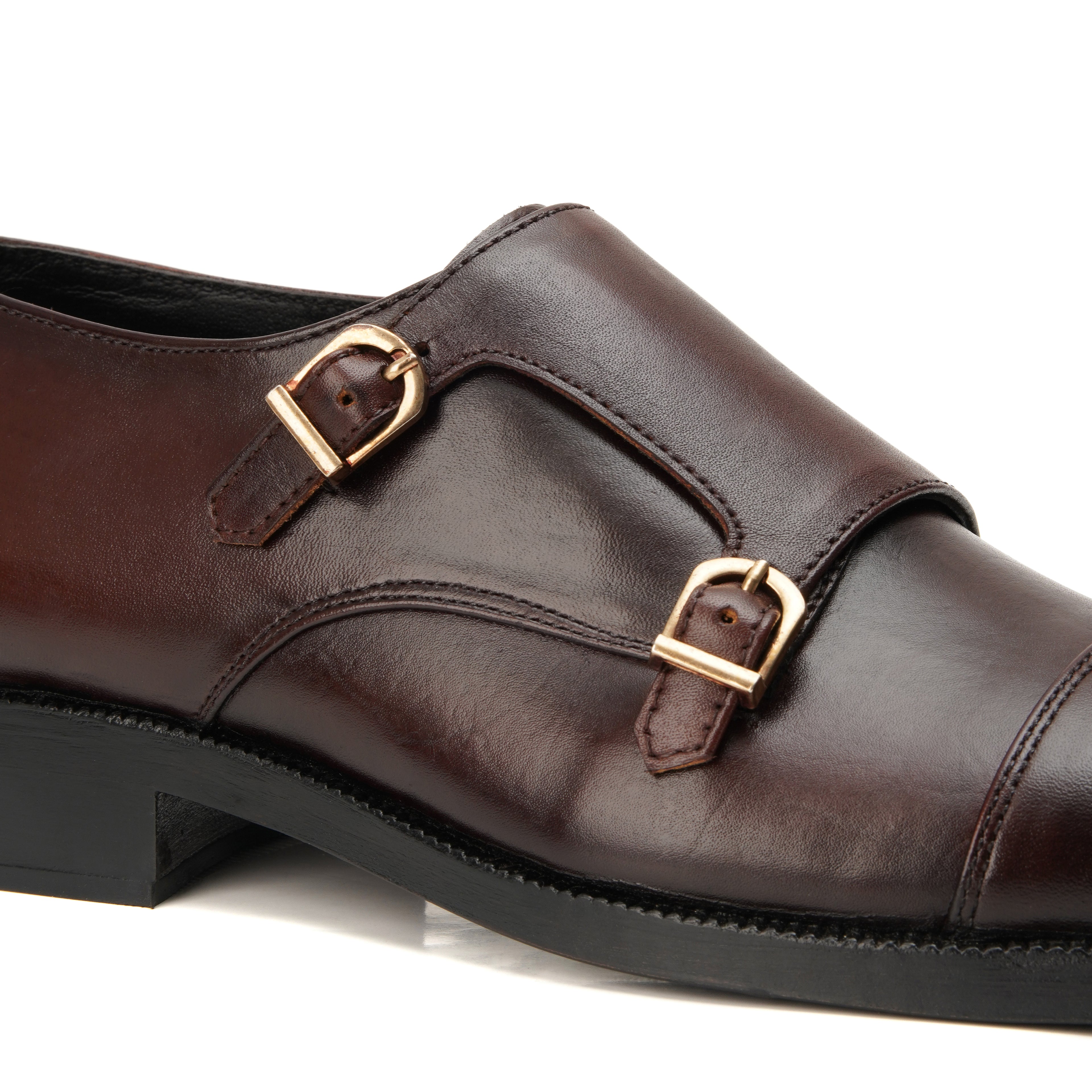 CS-12 Maroon Cow Leather Double Monk Formal Shoes