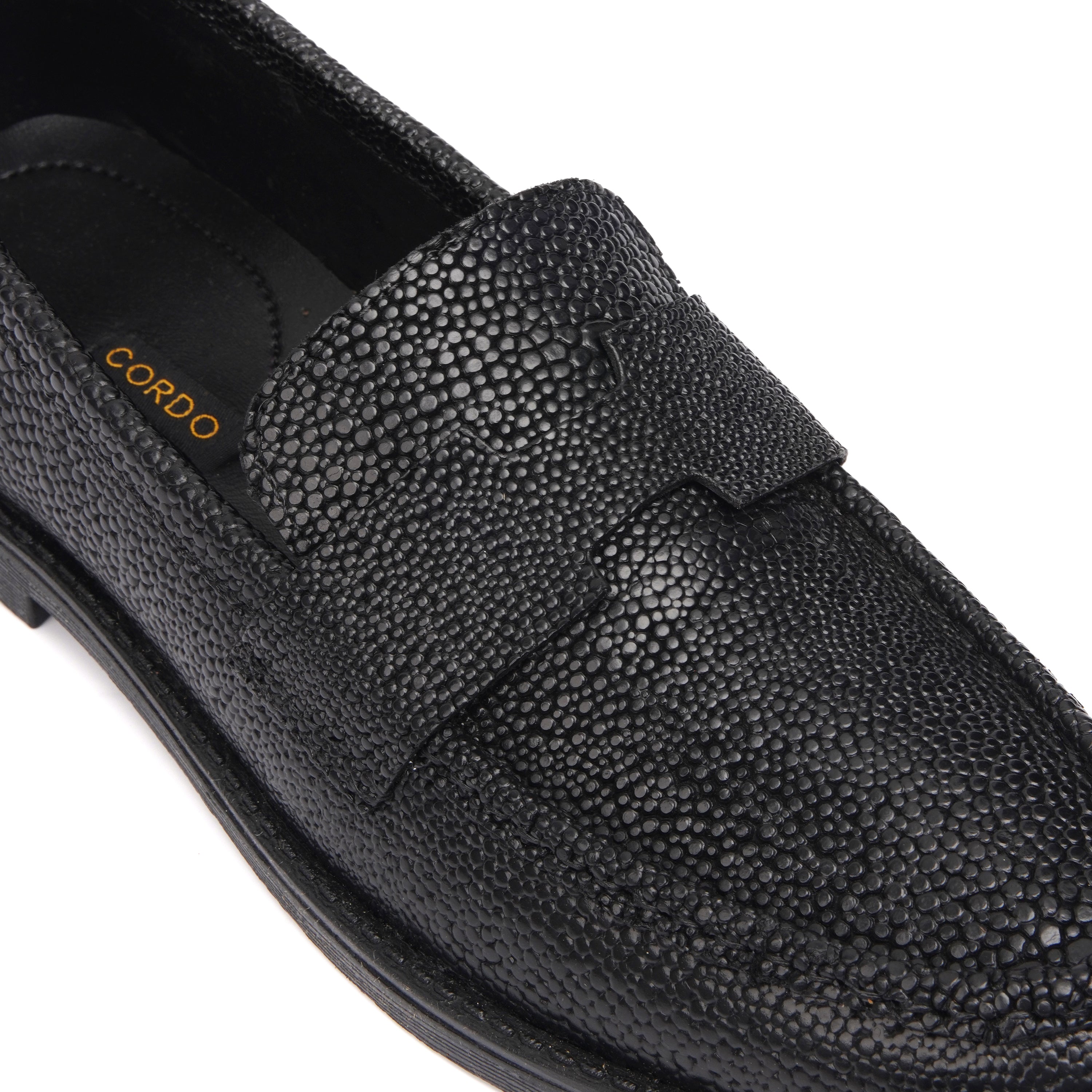CS-19 Black Leather Major Loafer | Royal Texture Elegance