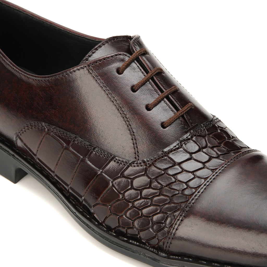 CS-05 Maroon Crocodile Oxford Shoes