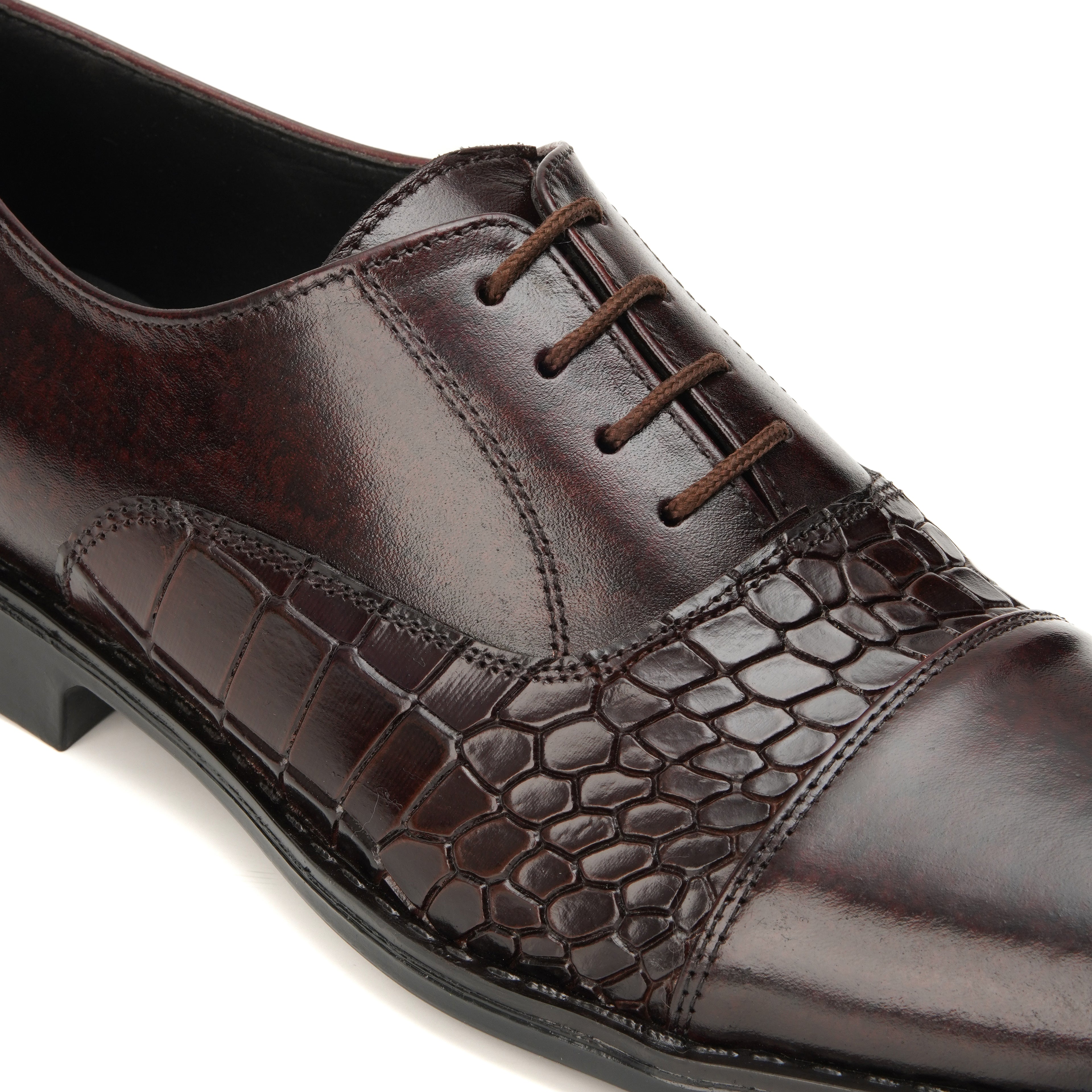 CS-05 Maroon Crocodile Oxford Shoes