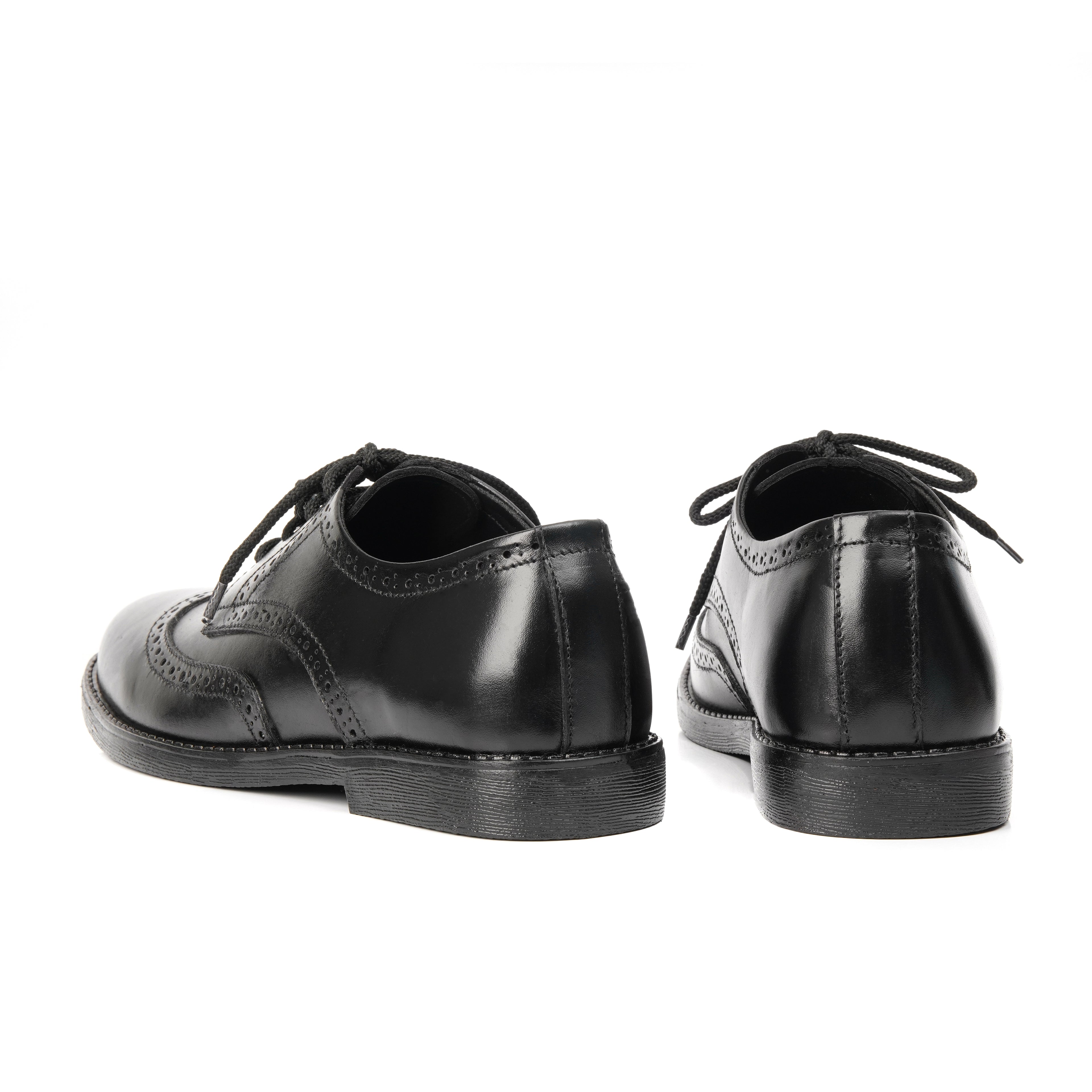 CS-08 Black Cow Leather Casual Brogue Shoes