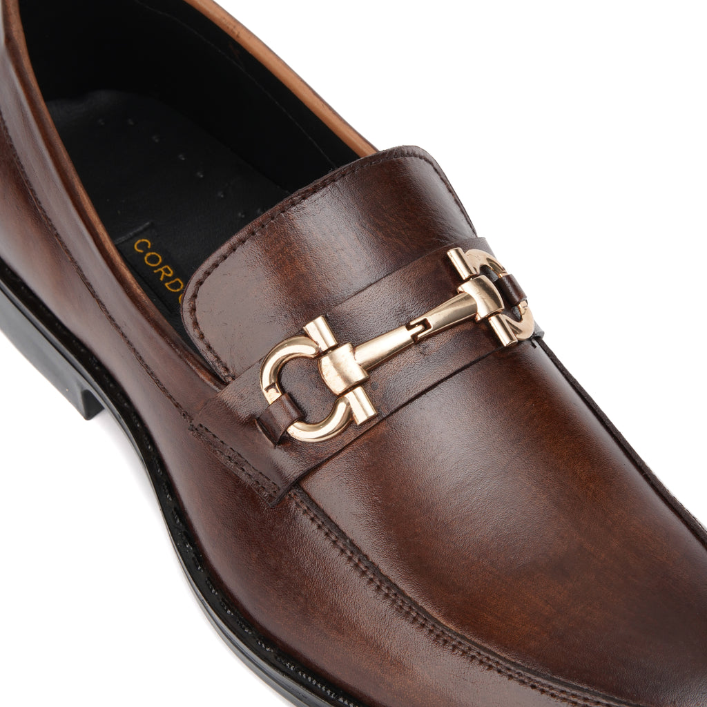 CS-07 Shaded Brown Horsebit Cow Leather Loafers