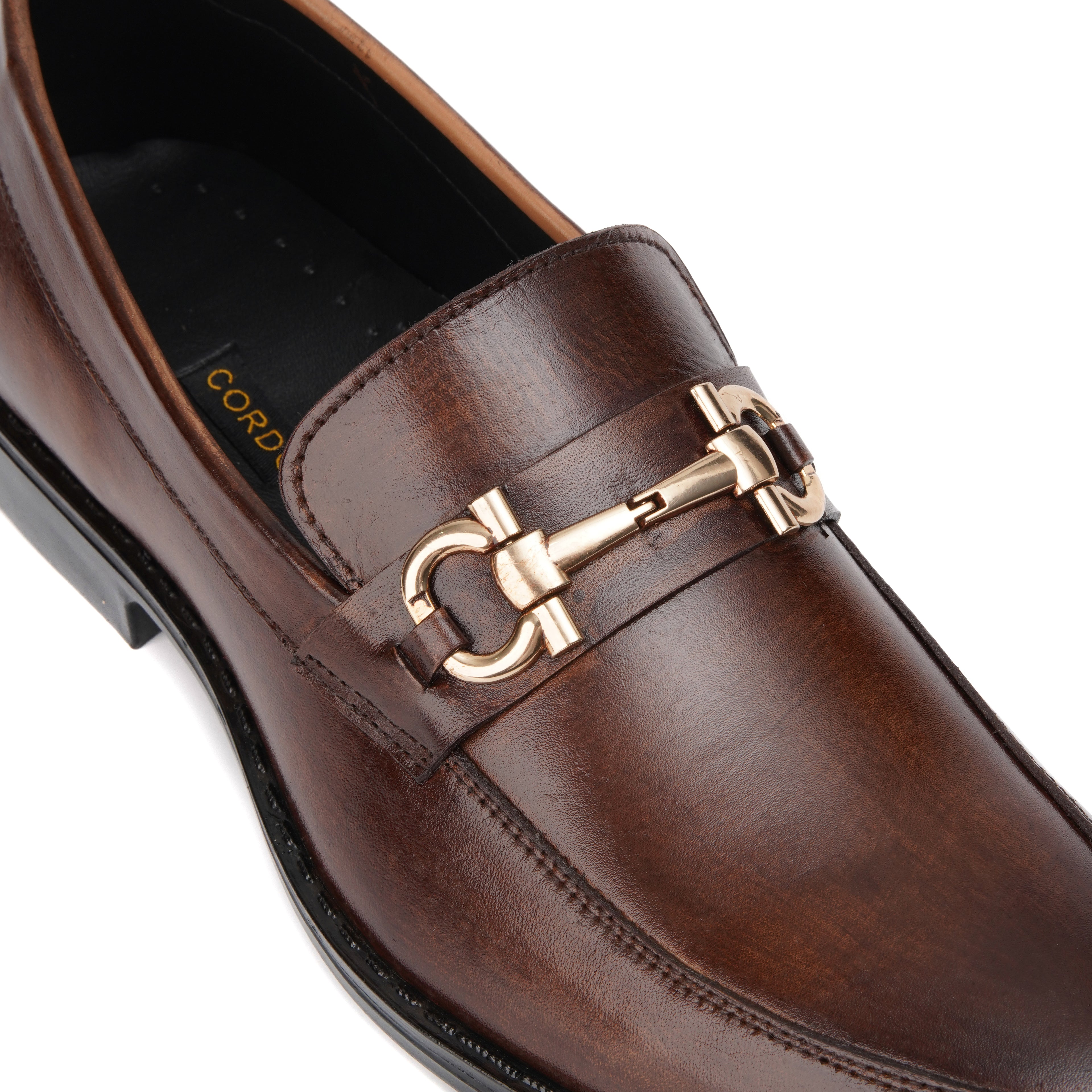 CS-07 Shaded Brown Horsebit Cow Leather Loafers