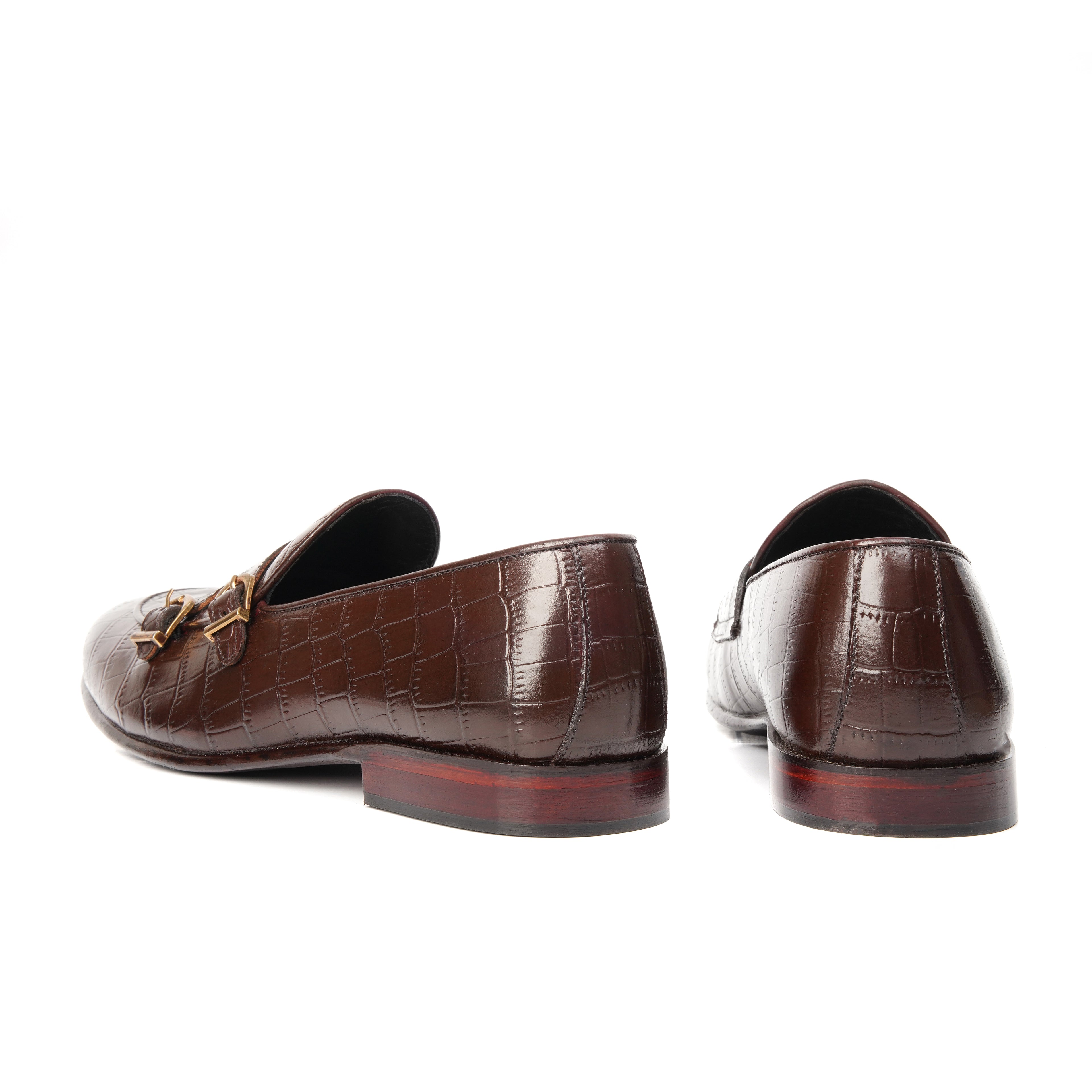 CS-02 Double Monk Strap Brown Crocodile