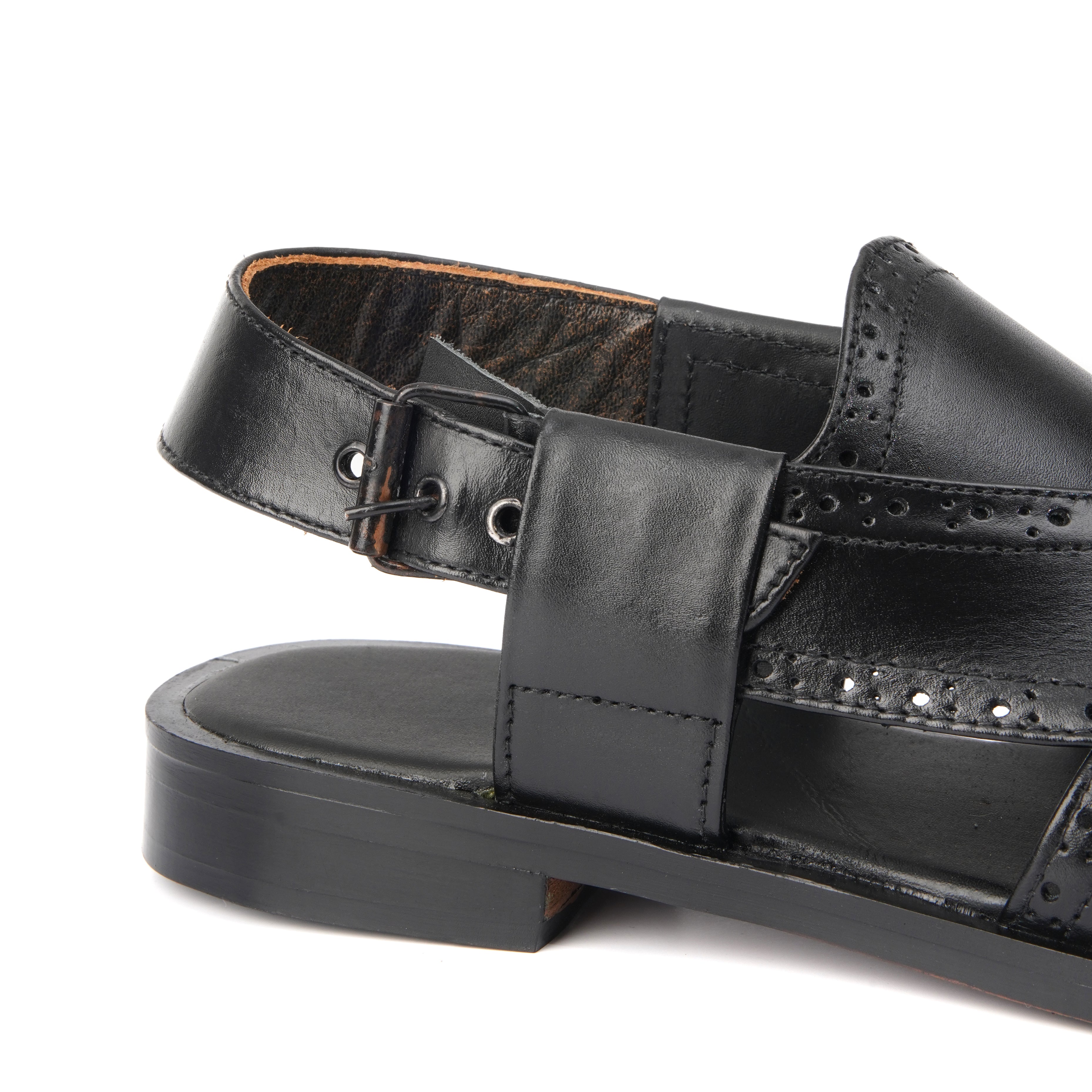 CS-14 Black Cow Leather Peshawari Chappal