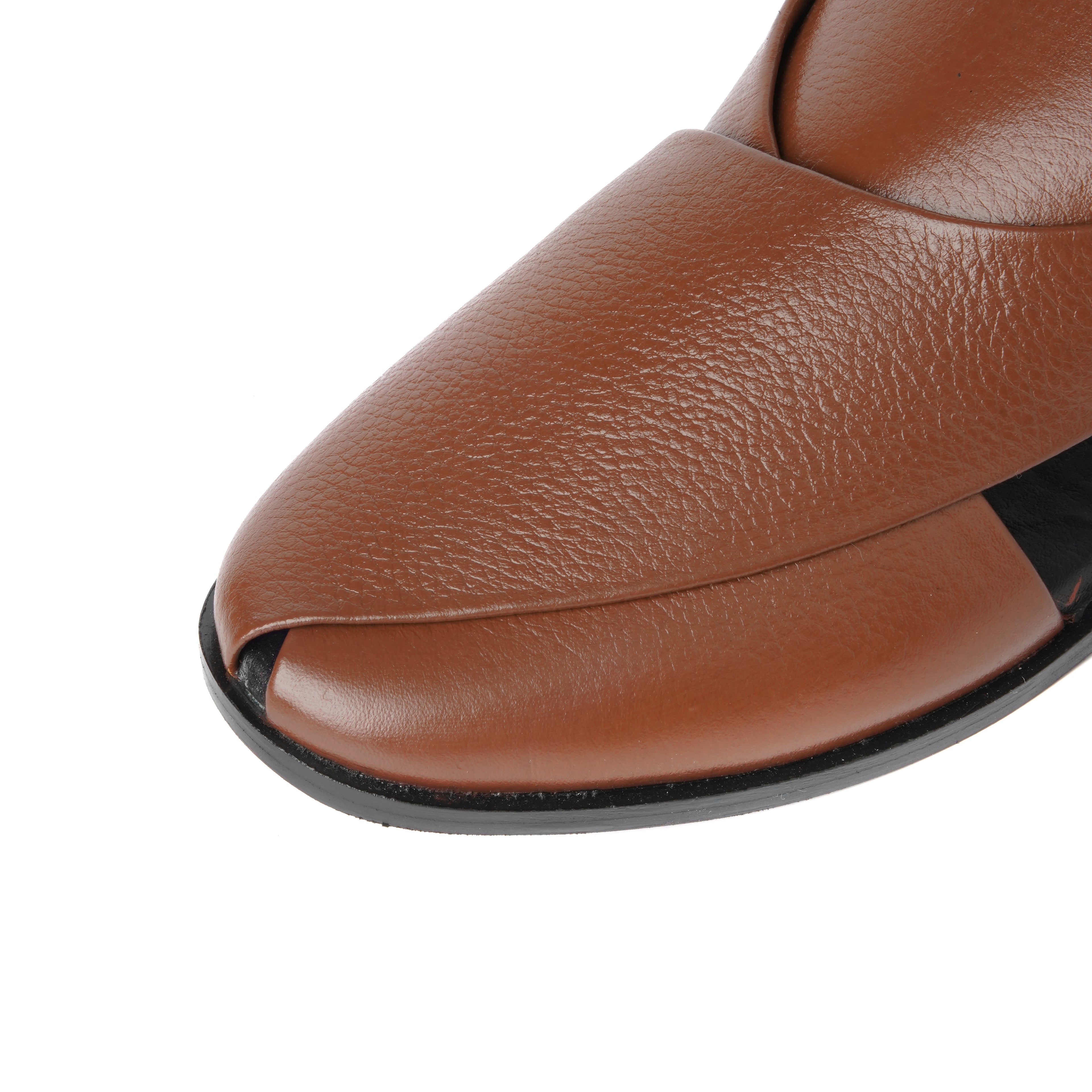 CS-15 Tan Soft Grain Cow Leather Peshaweri Chappal
