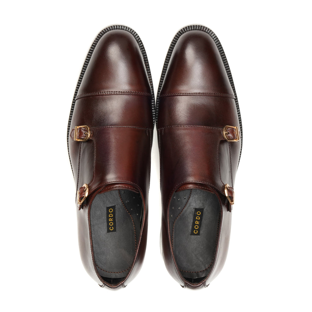 CS-12 Maroon Cow Leather Double Monk Formal Shoes