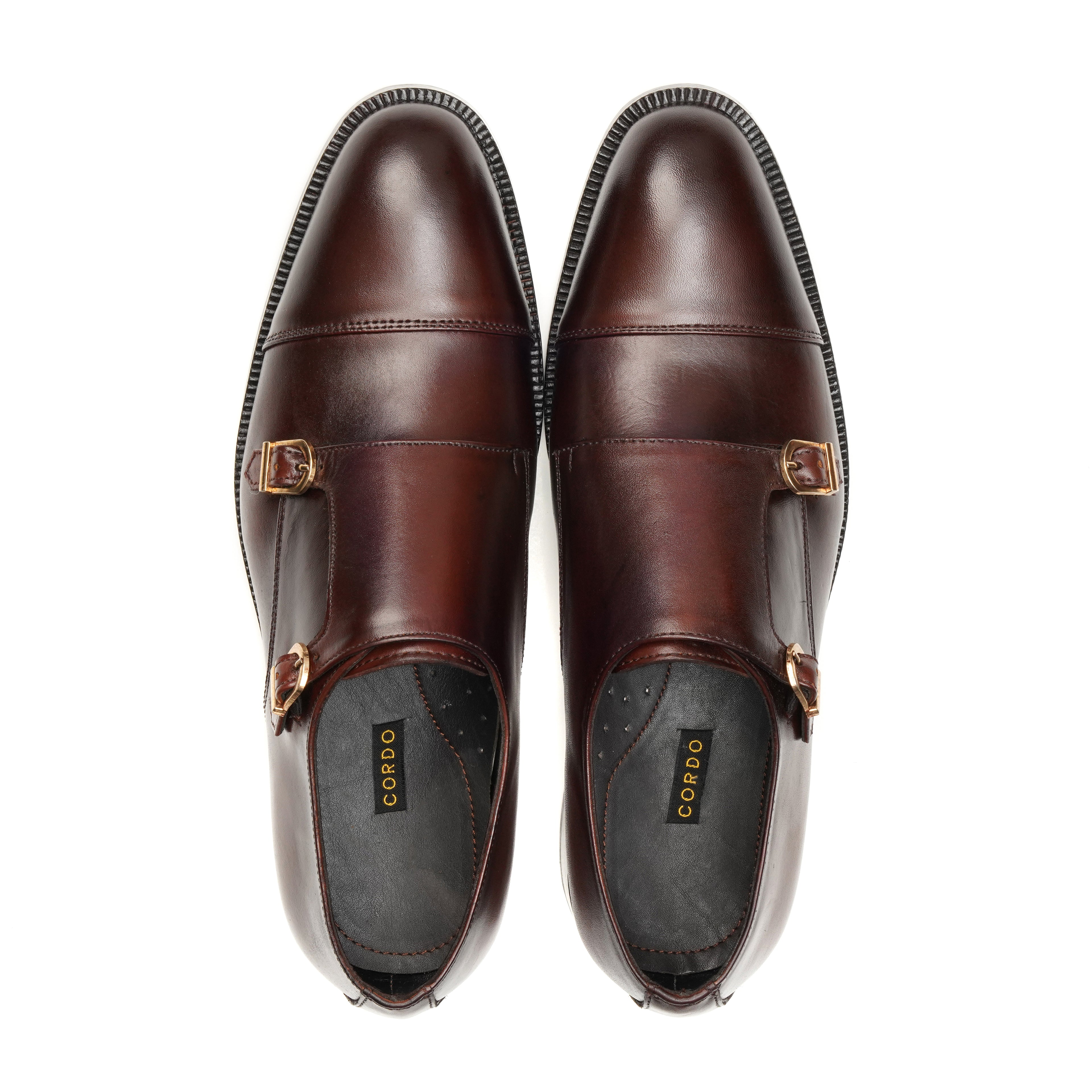 CS-12 Maroon Cow Leather Double Monk Formal Shoes
