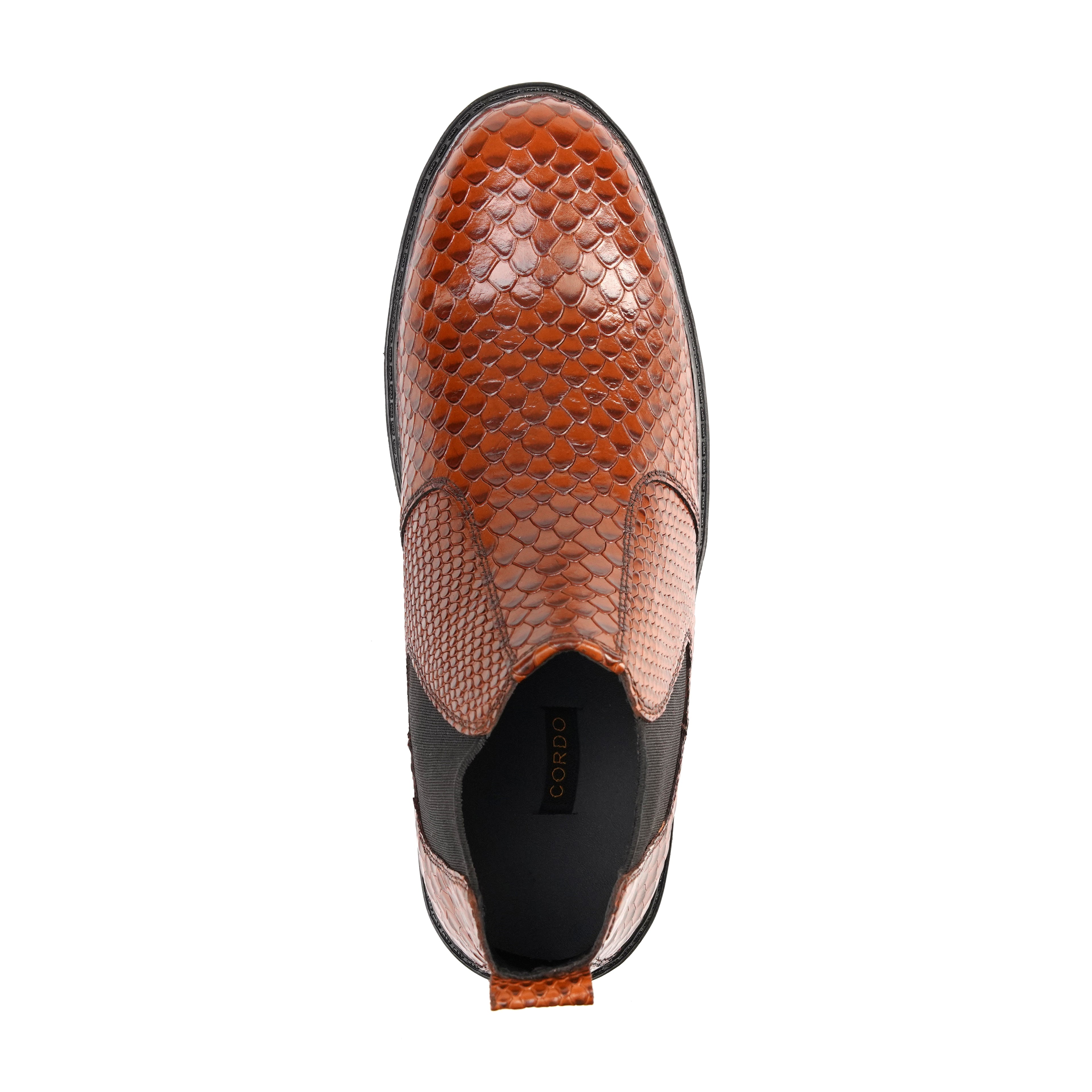 CS-20 Mustard Snake Print Cow Leather Chelsea Boots