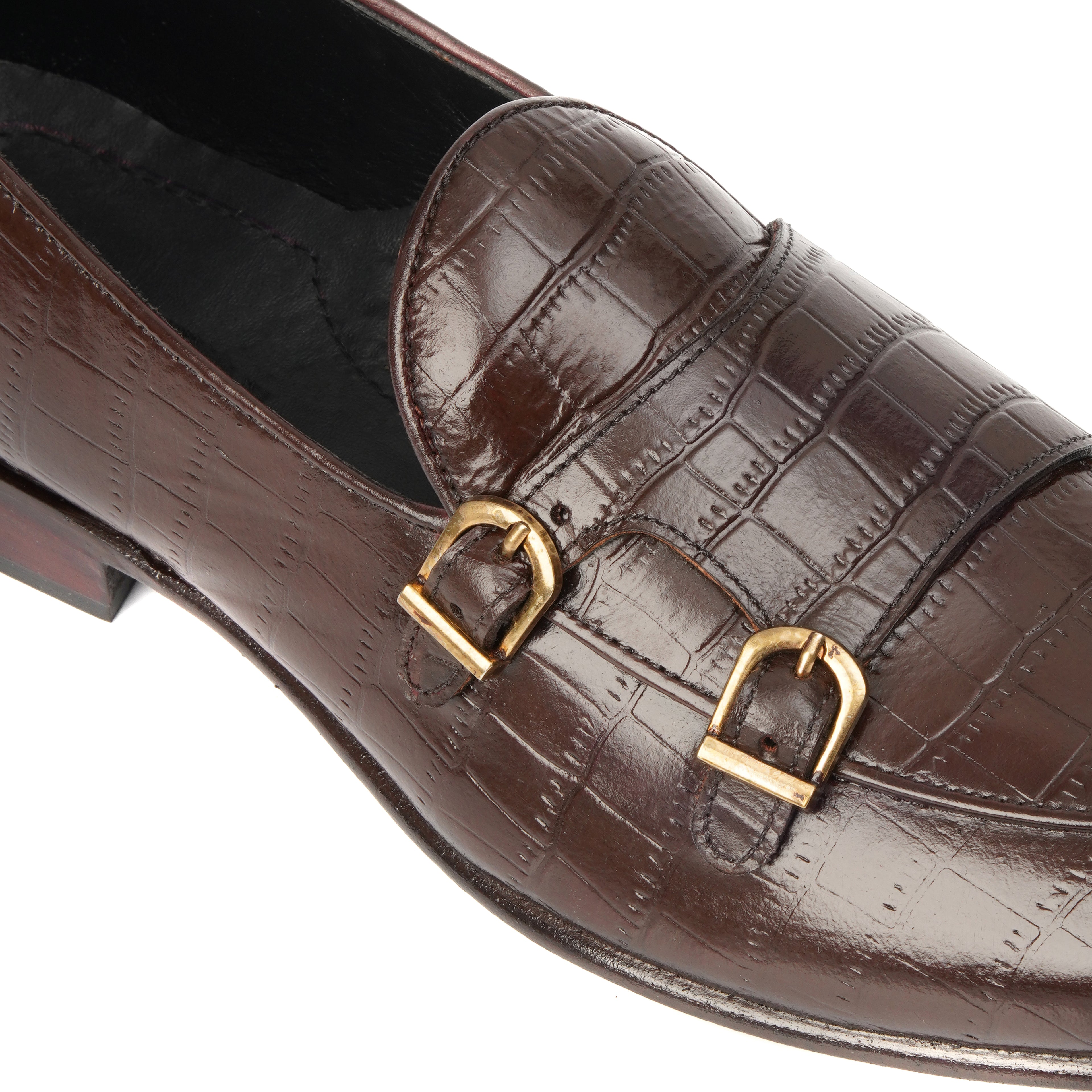 CS-02 Double Monk Strap Brown Crocodile