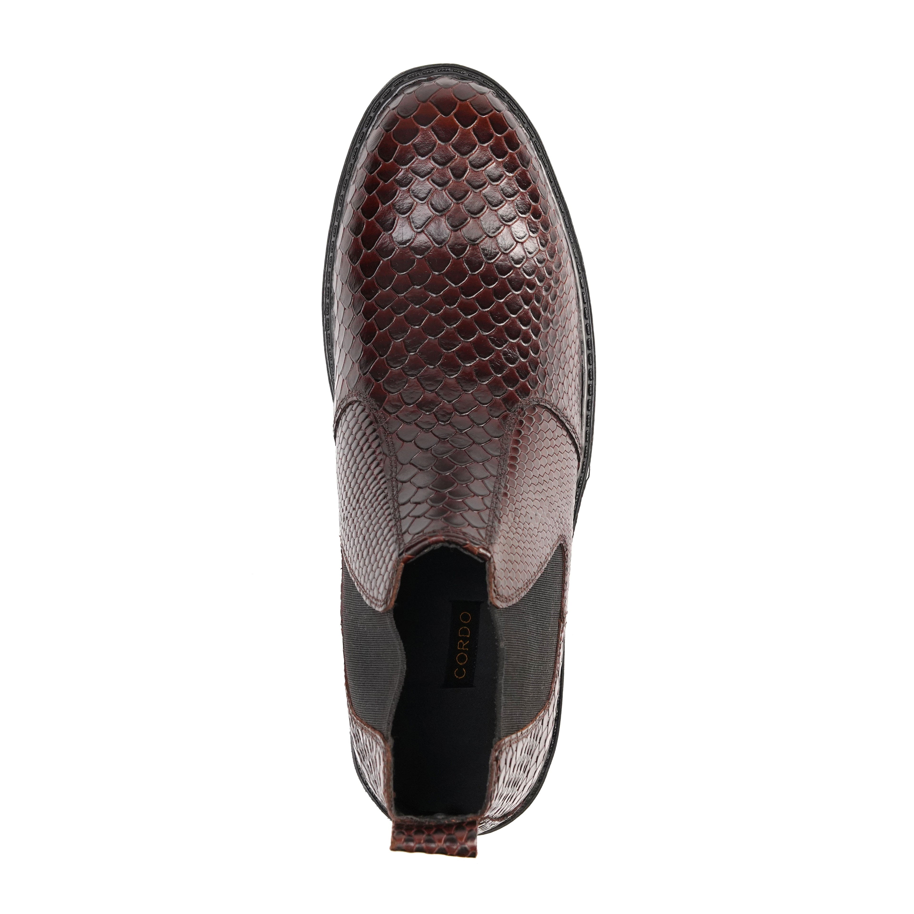 CS-20 Maroon Snake Print Cow Leather Chelsea Boots