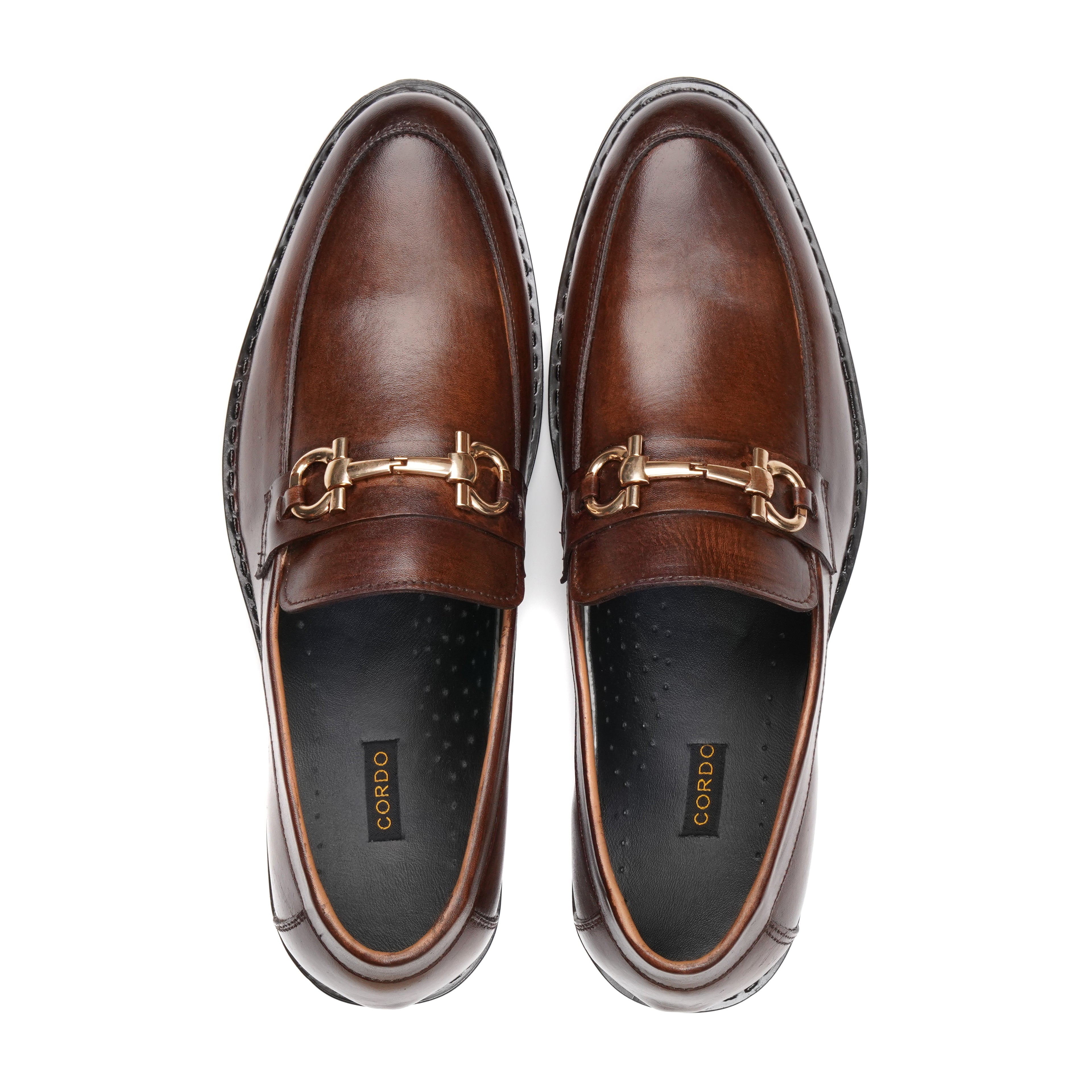 CS-07 Shaded Brown Horsebit Cow Leather Loafers