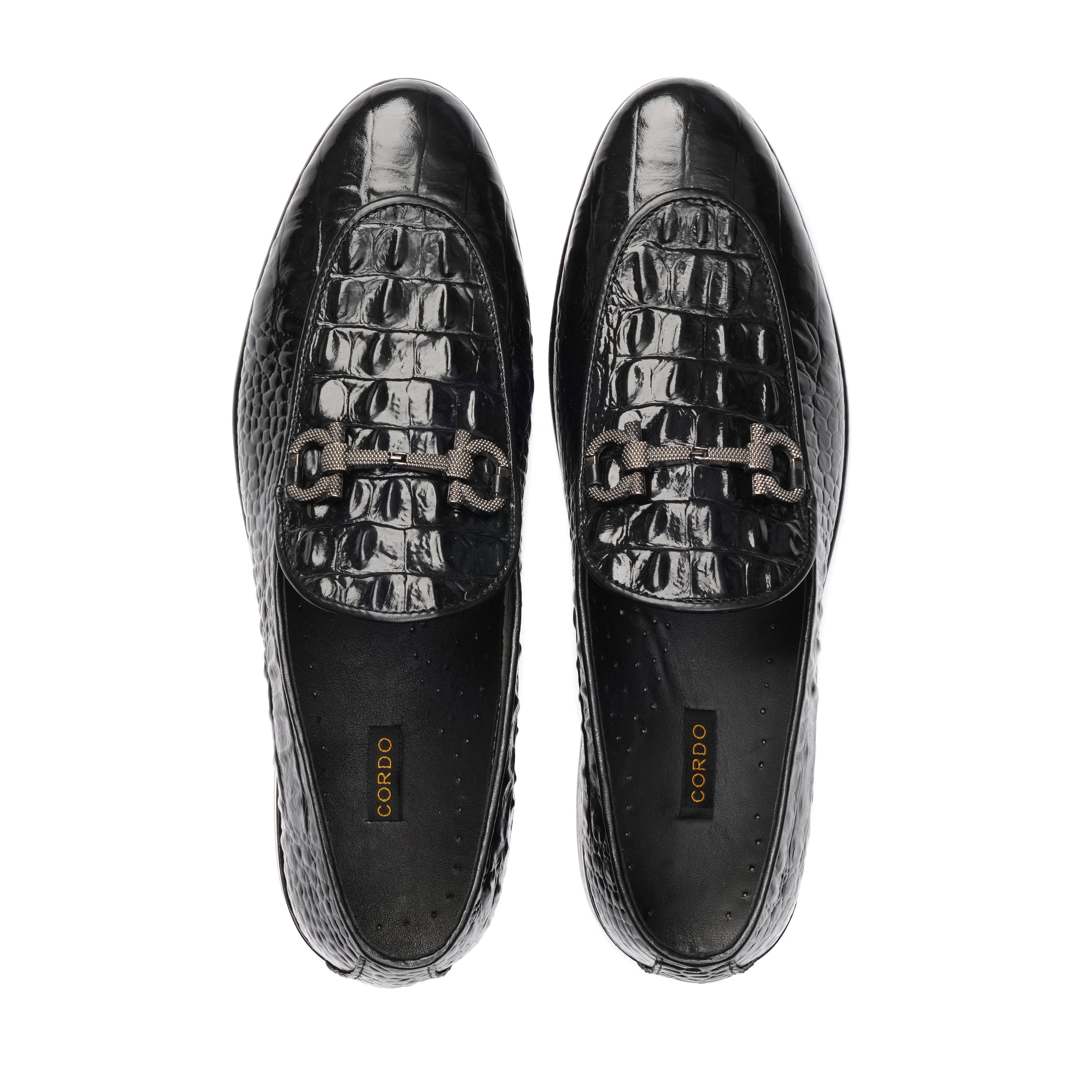 CS-16 Black Alligator Cow Leather Loafers