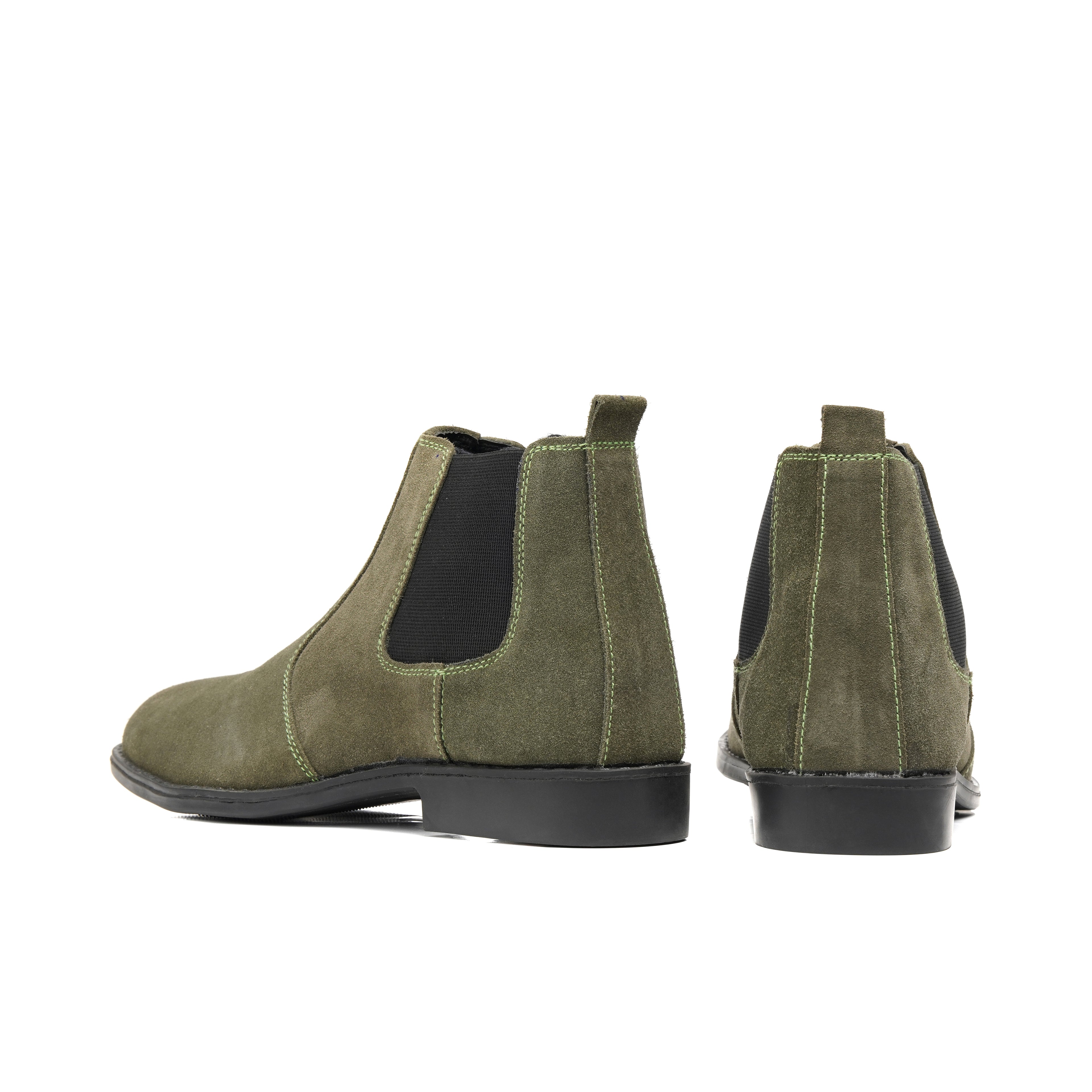 CS-03 Olive Cow Suede Chelsea Boot