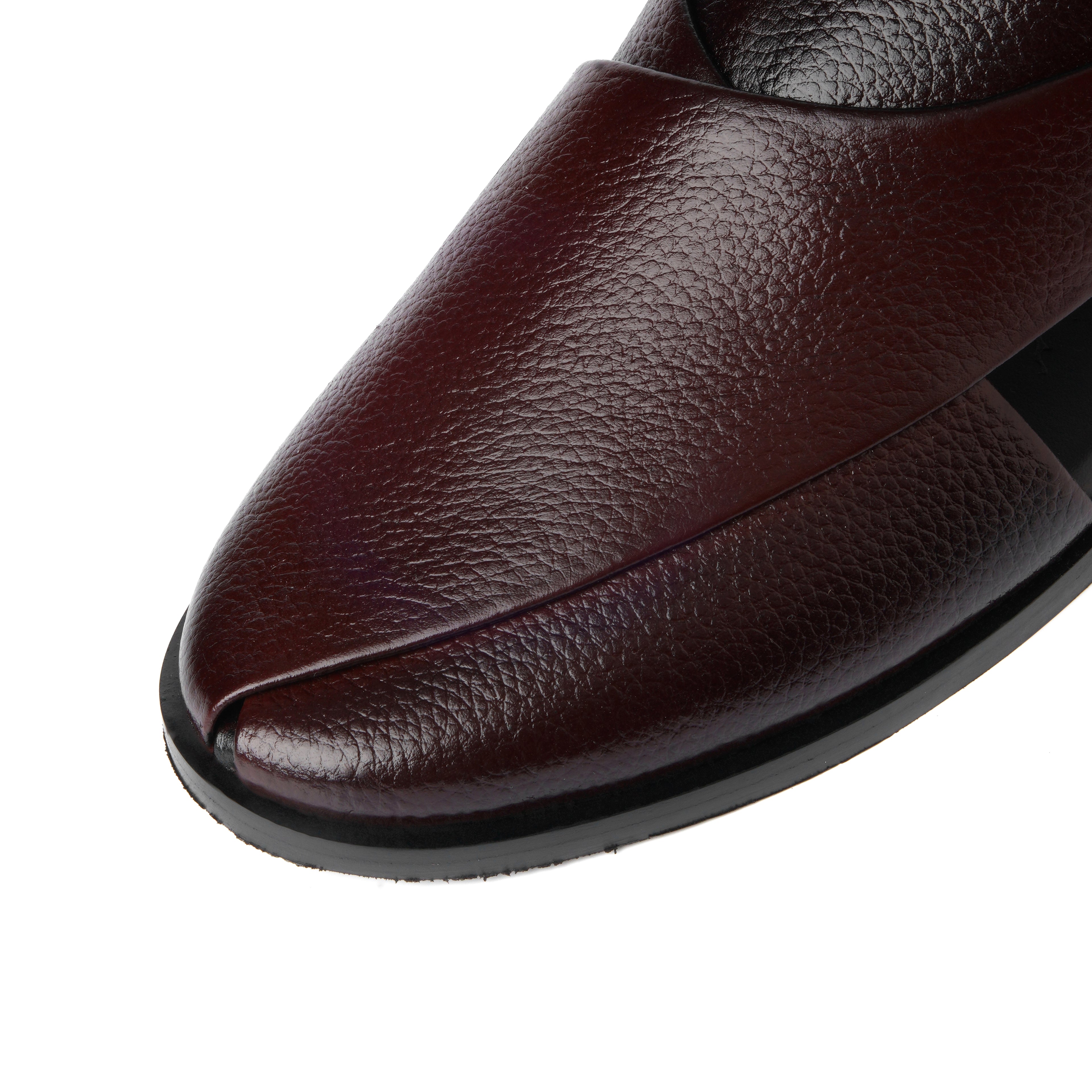 CS-15 Maroon Soft Grain Leather Peshawari Chappal