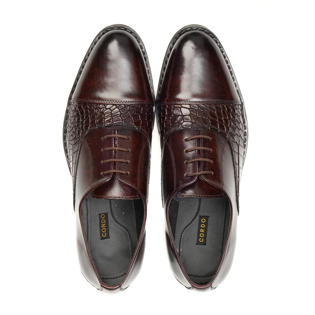 CS-05 Maroon Crocodile Oxford Shoes