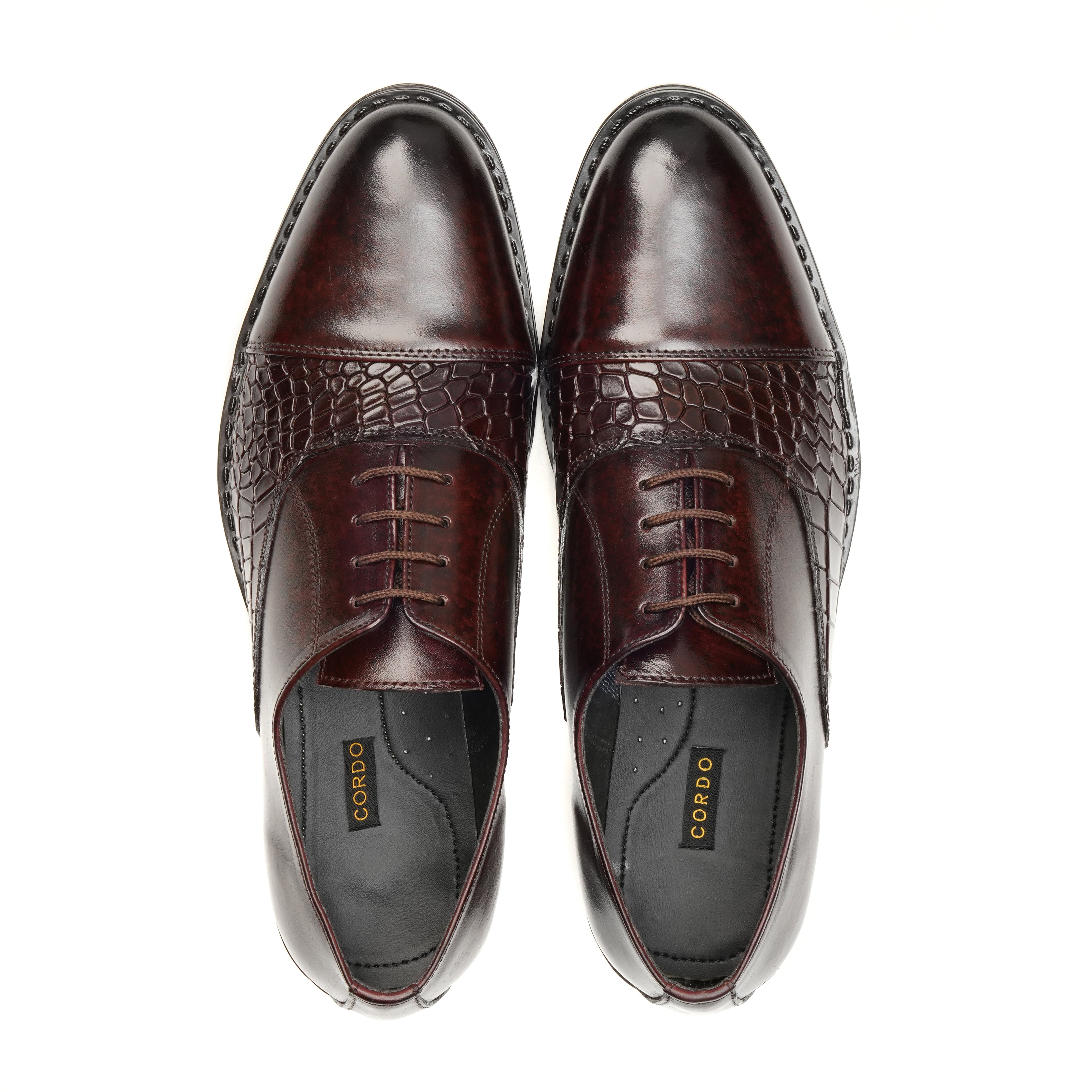 CS-05 Maroon Crocodile Oxford Shoes