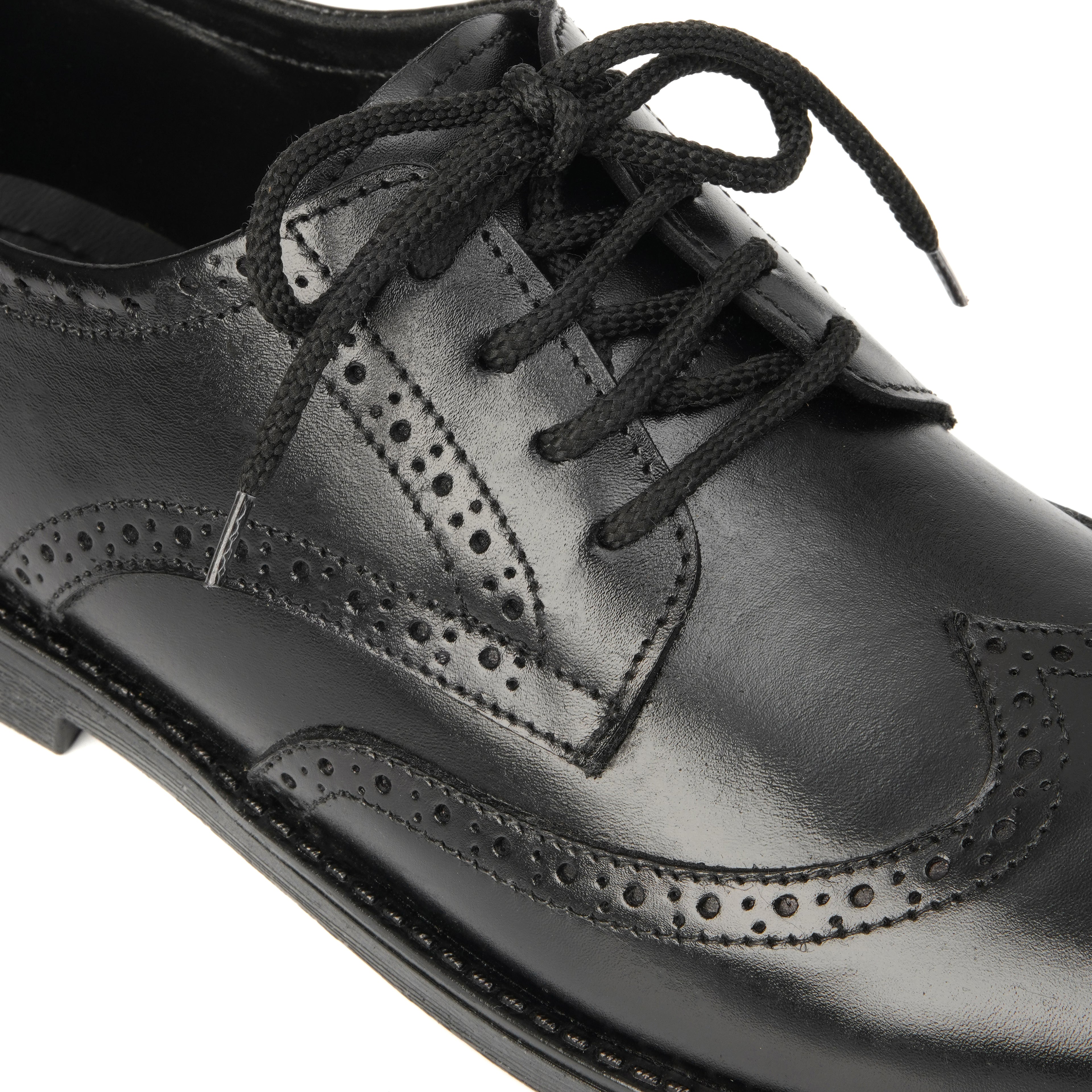 CS-08 Black Cow Leather Casual Brogue Shoes