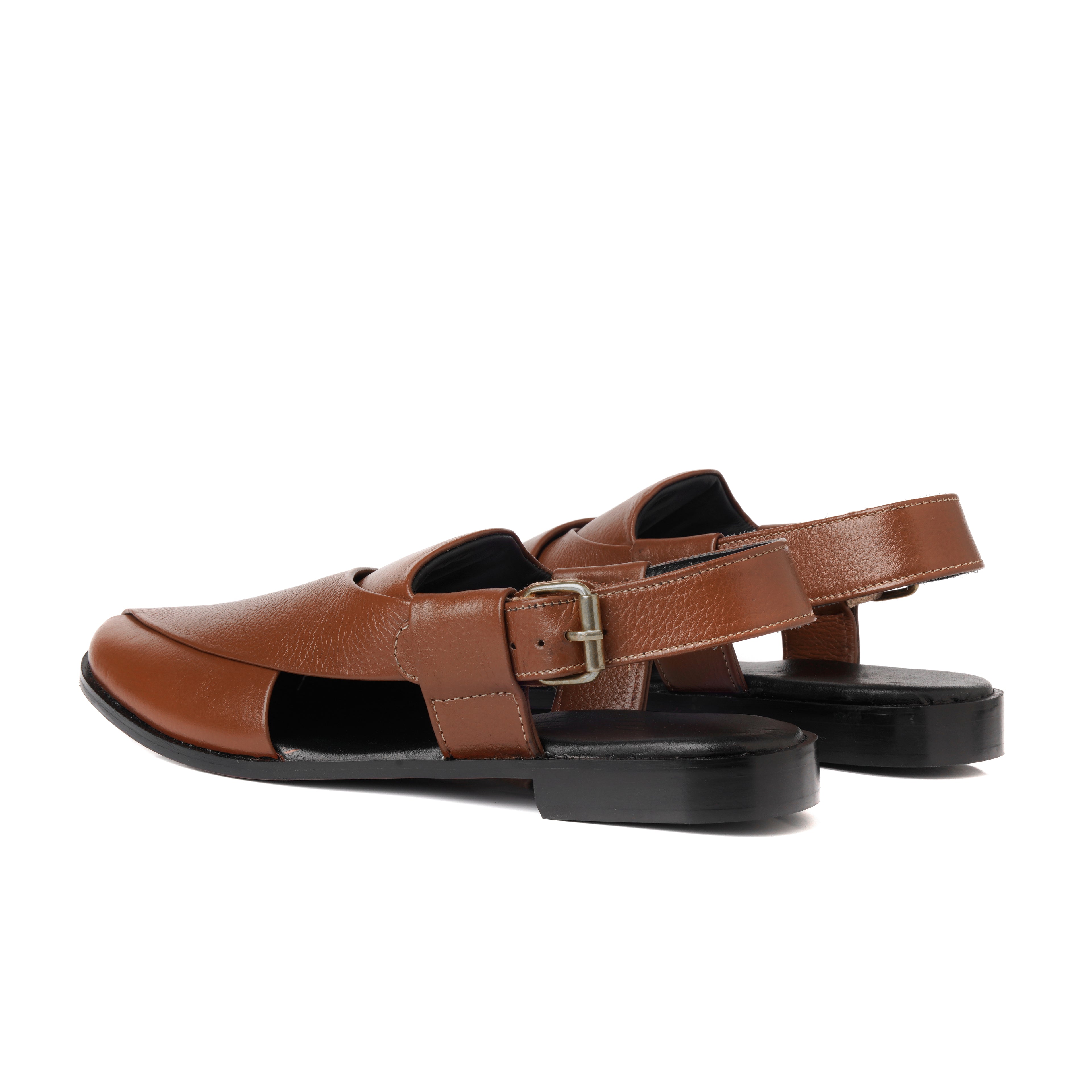 CS-15 Tan Soft Grain Cow Leather Peshaweri Chappal