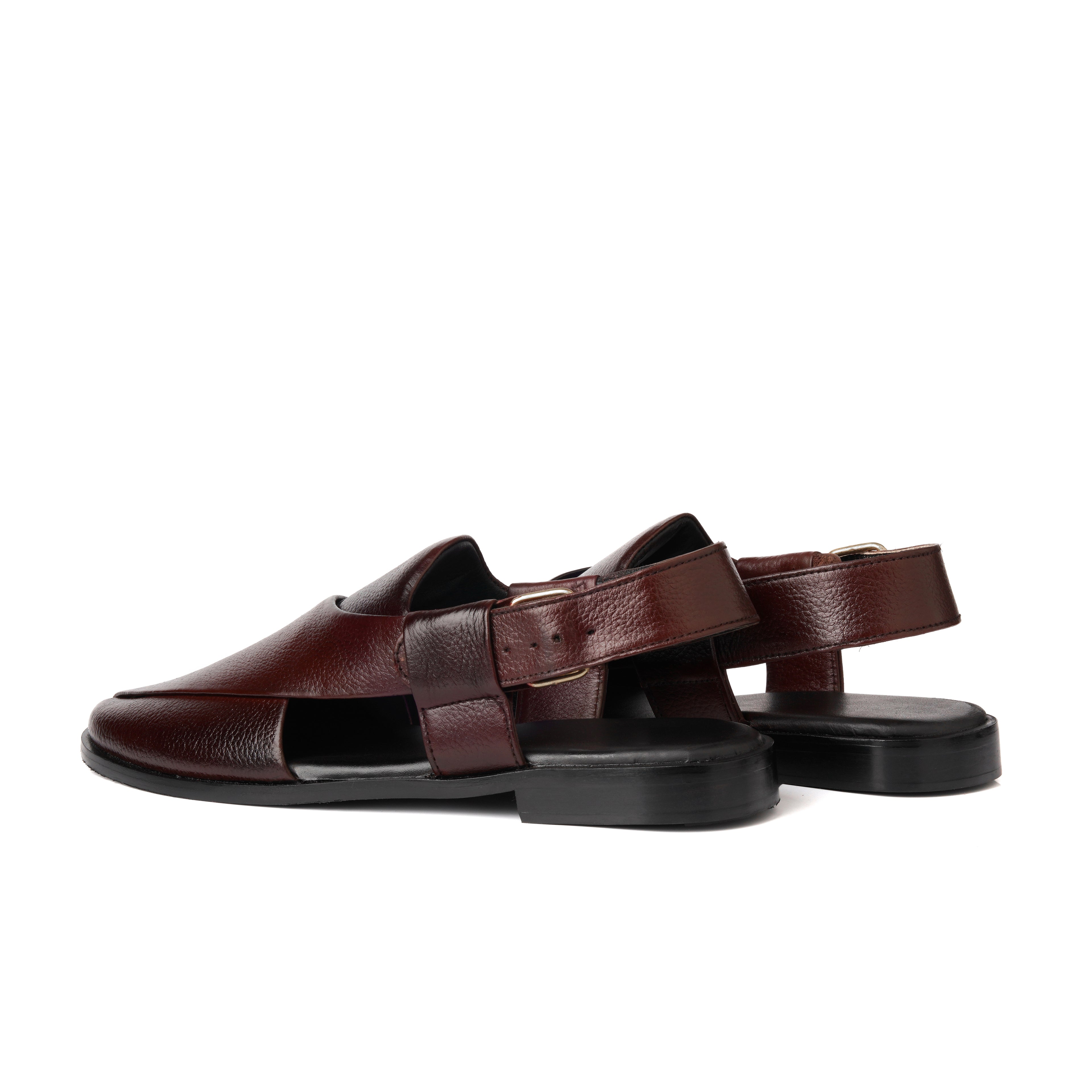 CS-15 Maroon Soft Grain Leather Peshawari Chappal