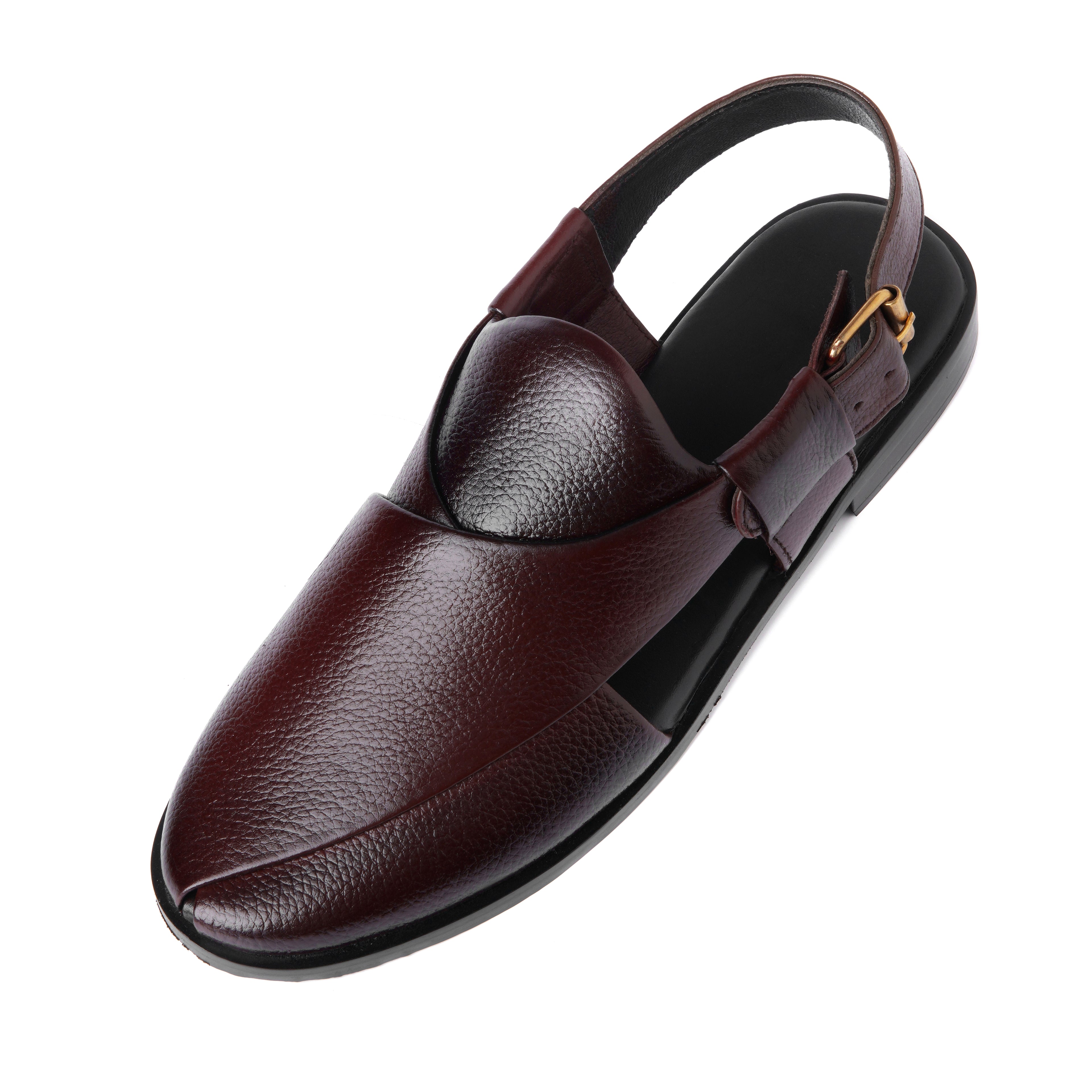 CS-15 Maroon Soft Grain Leather Peshawari Chappal