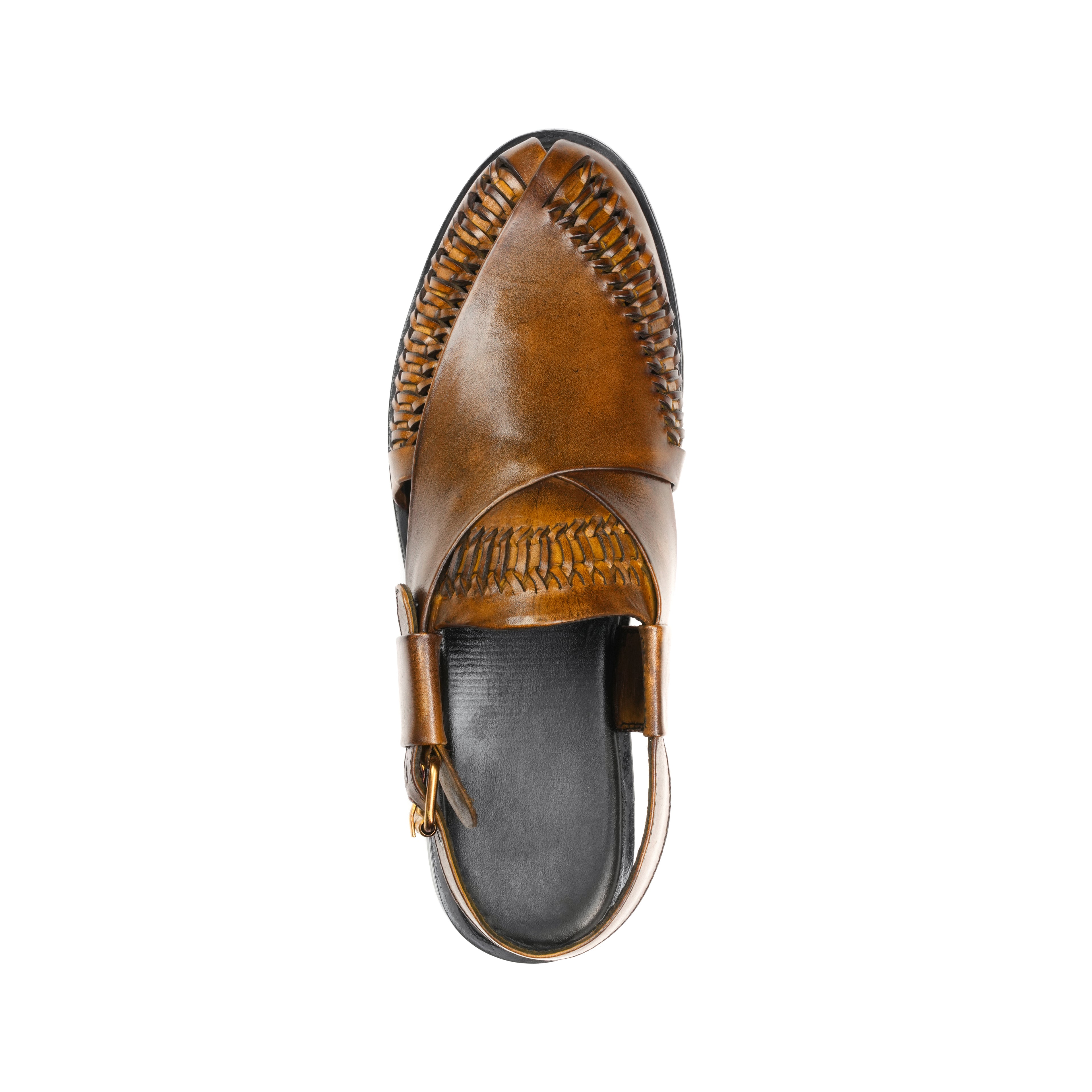 CS-22 Brown Hand-Braided Cow Leather Peshawari | LUXE