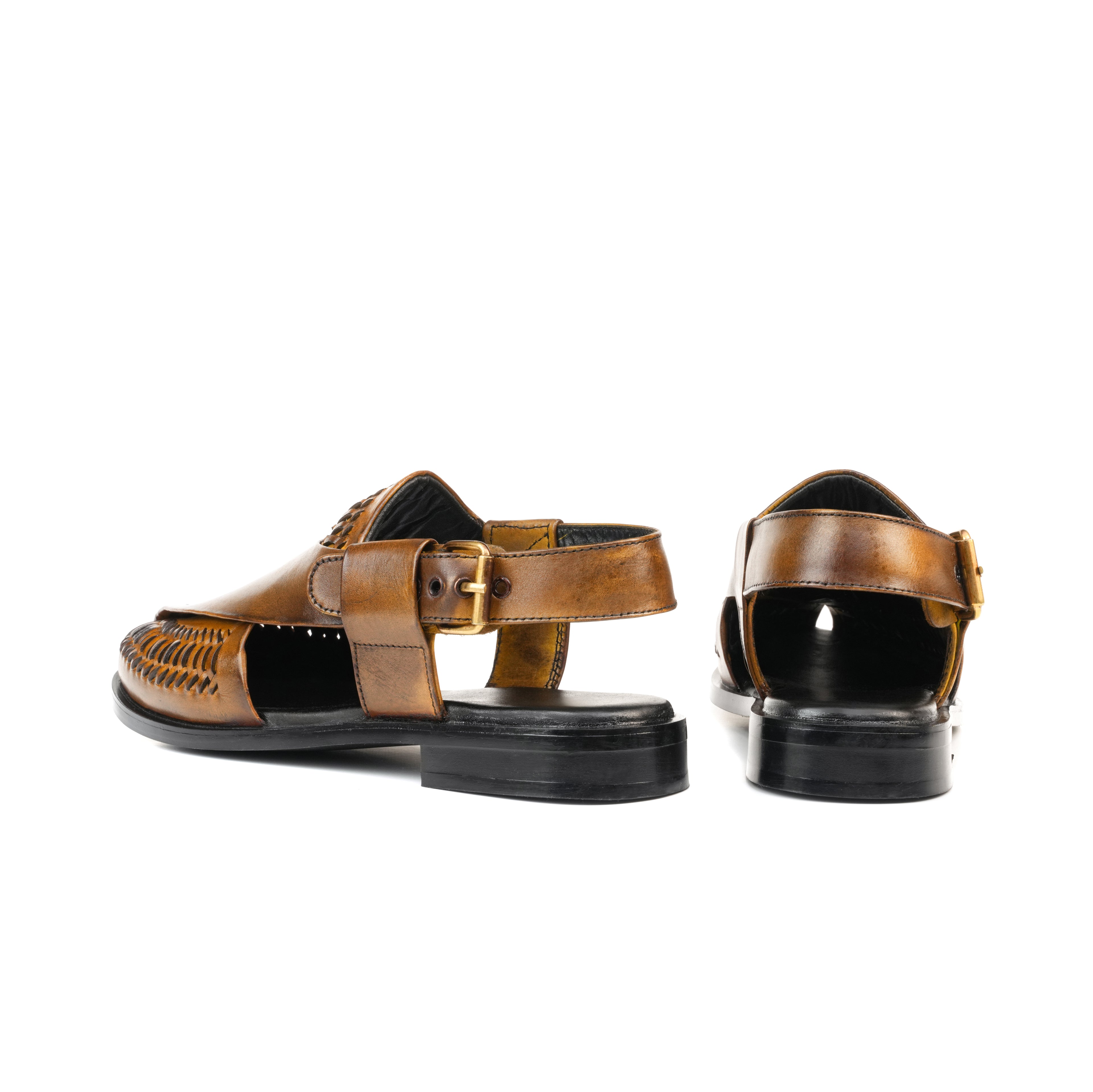 CS-22 Brown Hand-Braided Cow Leather Peshawari | LUXE