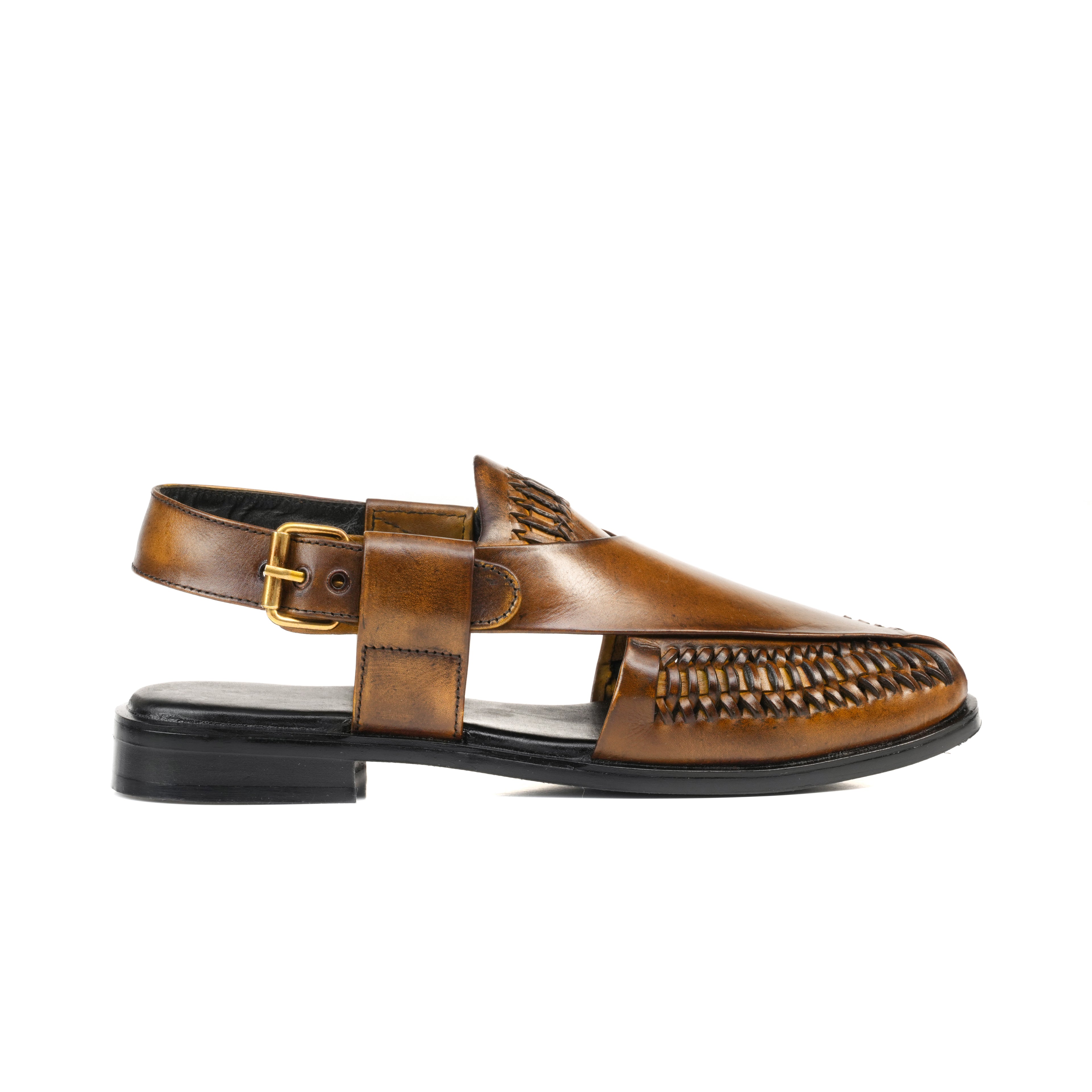 CS-22 Brown Hand-Braided Cow Leather Peshawari | LUXE