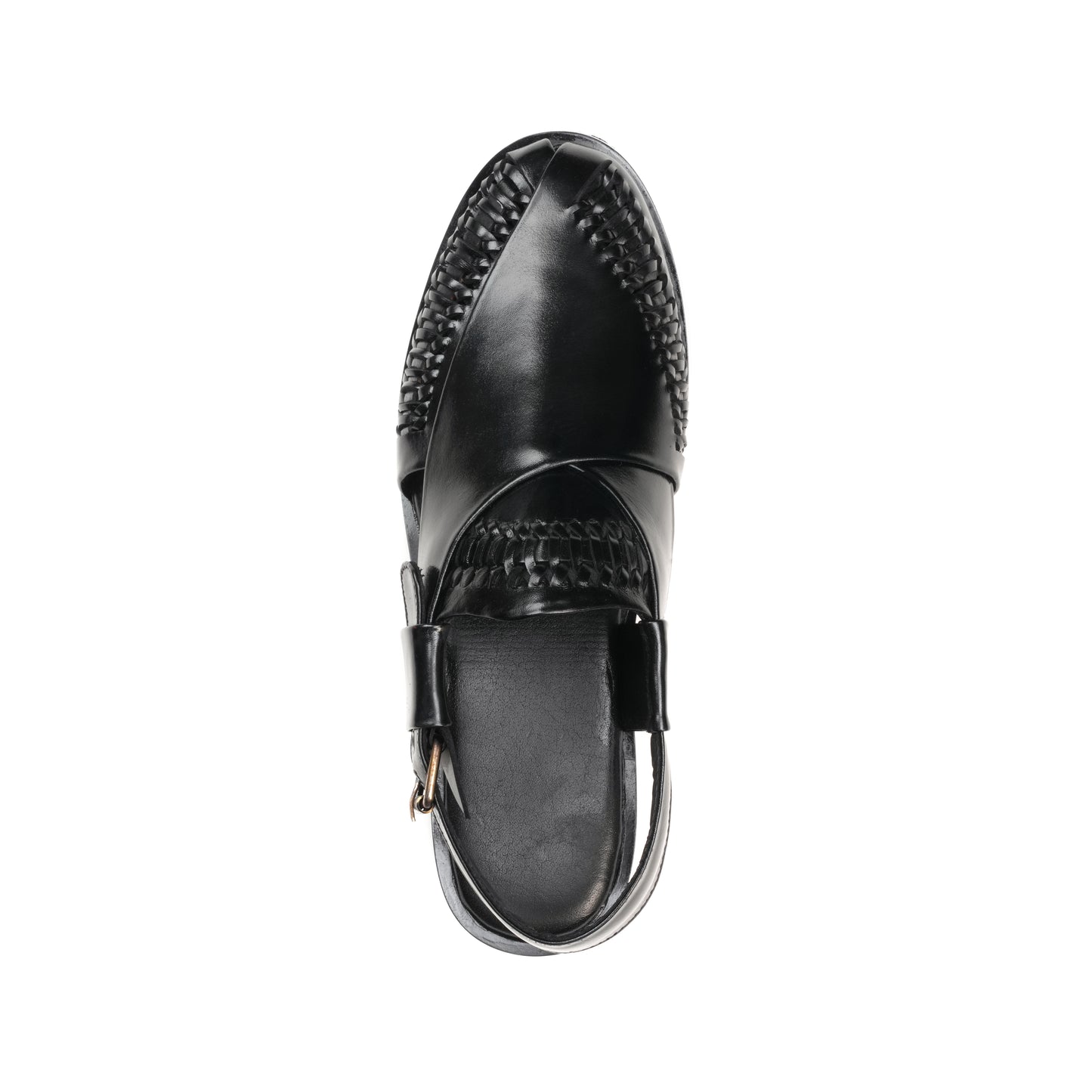 CS-22 Black Hand-Braided Cow Leather Peshawari | LUXE