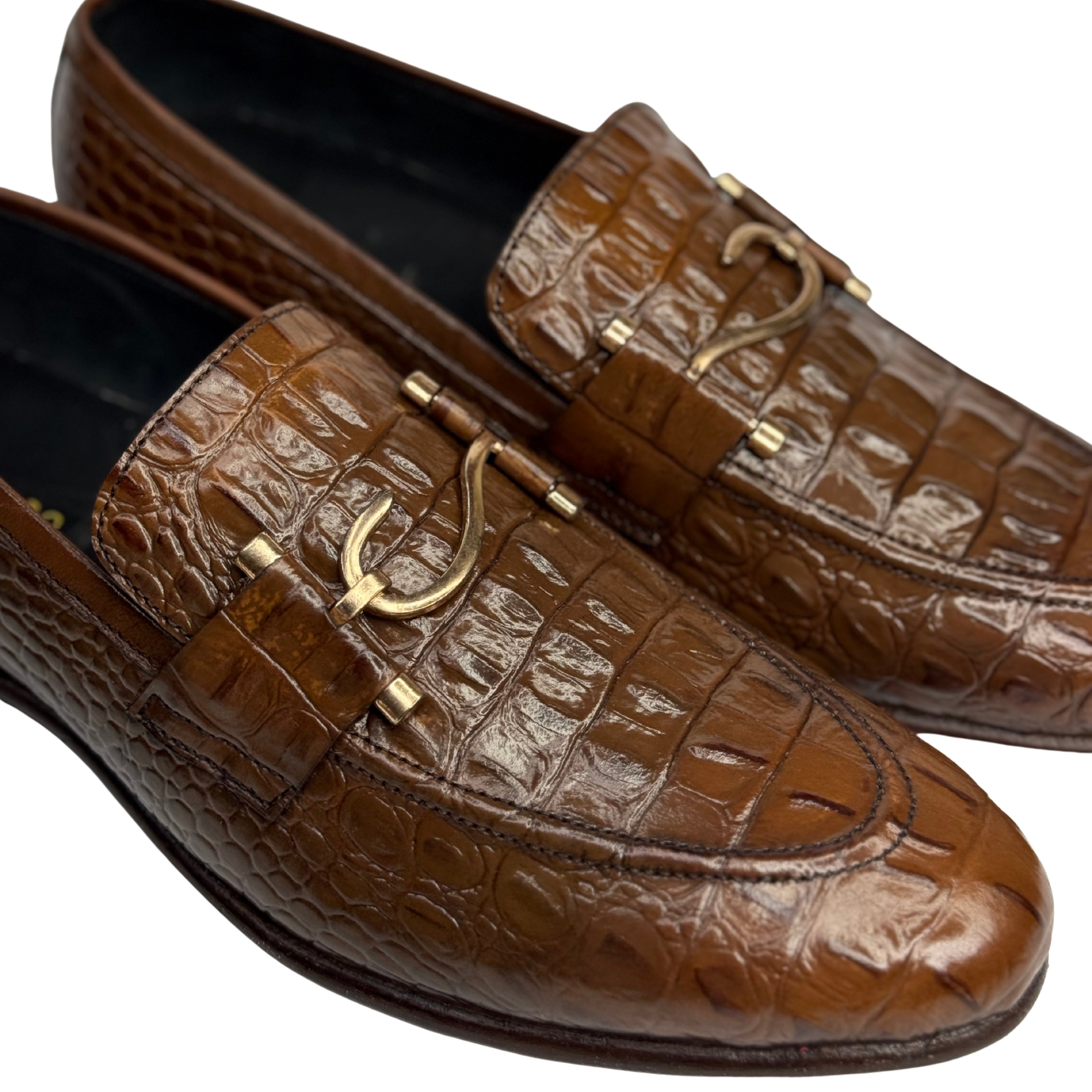 CS-21 Brown Alligator Cow Leather Loafers