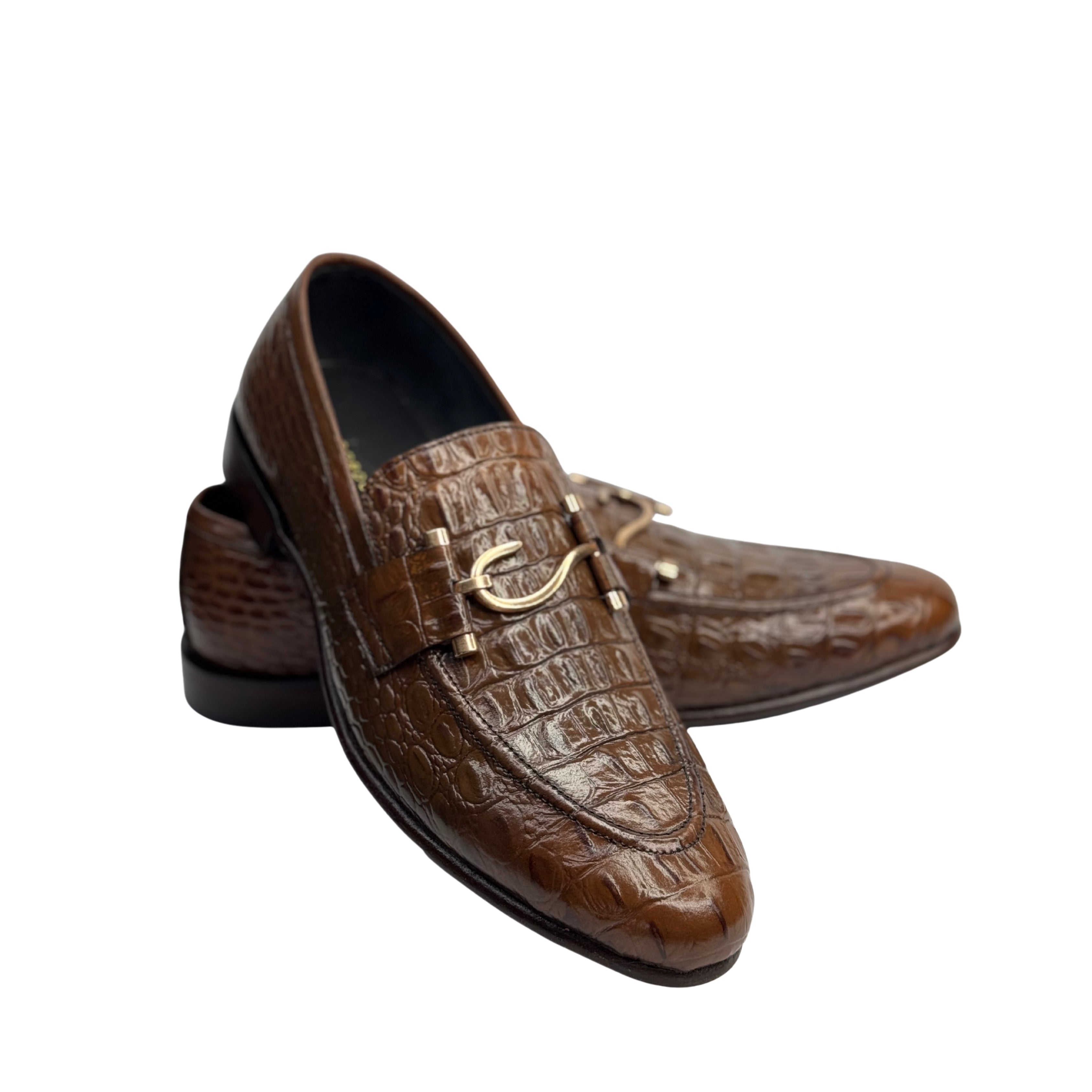 CS-21 Brown Alligator Cow Leather Loafers