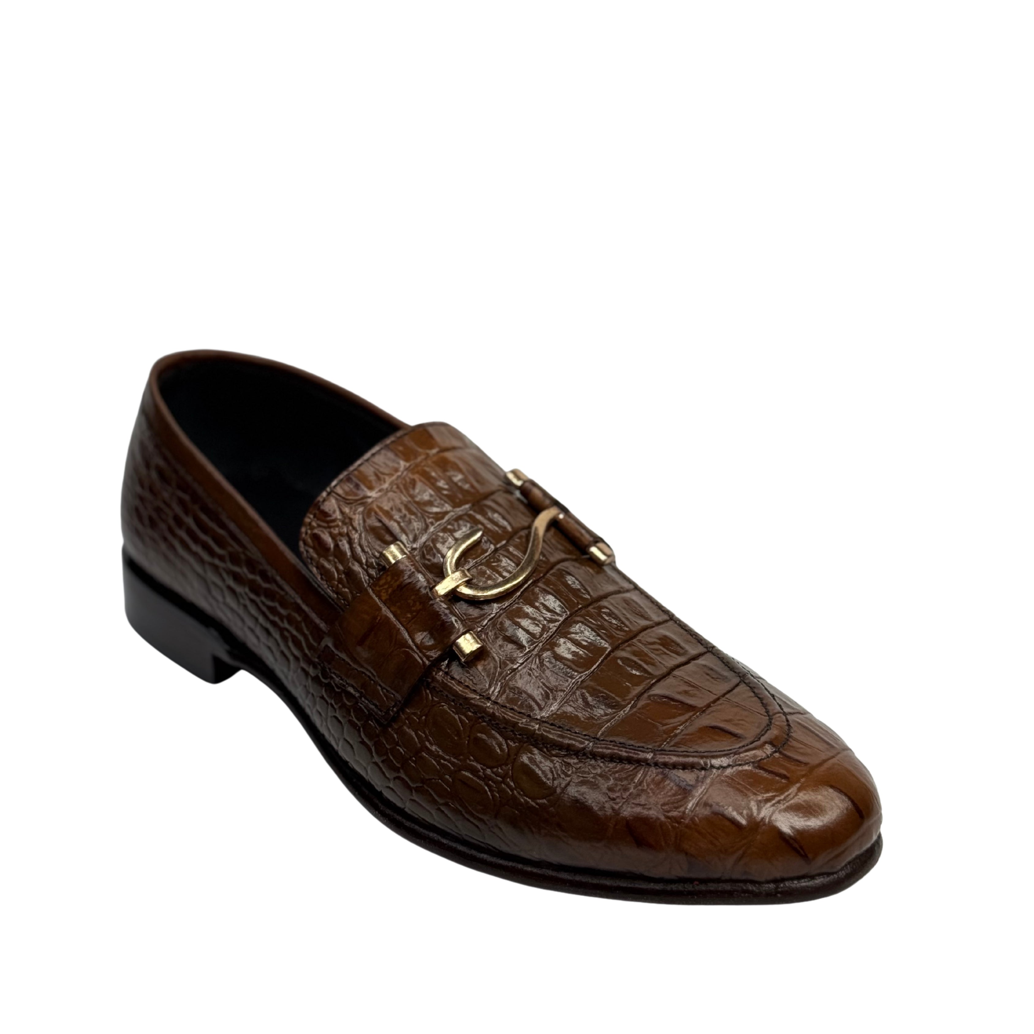 CS-21 Brown Alligator Cow Leather Loafers