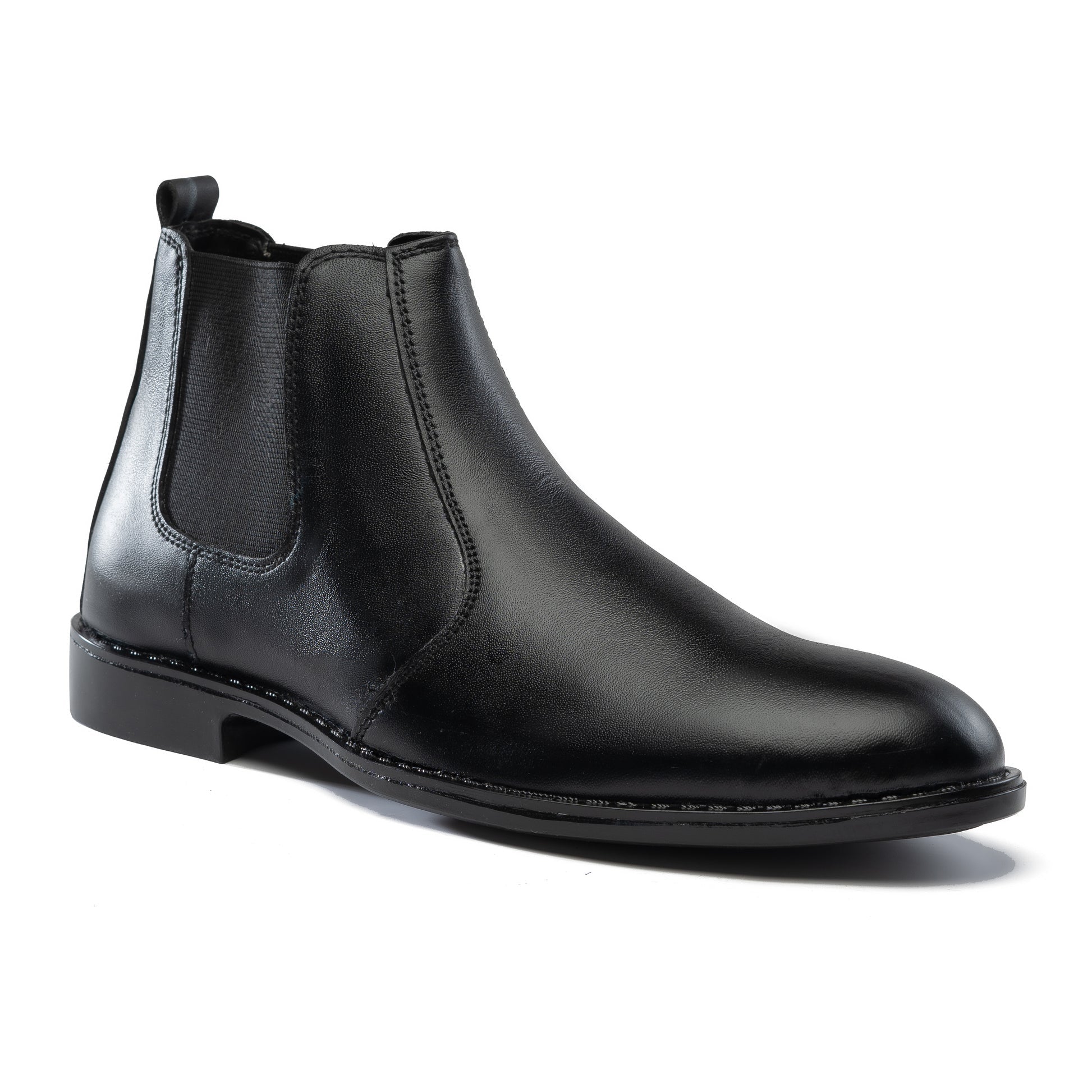 CS-03 Black Cow Leather Chelsea Boots