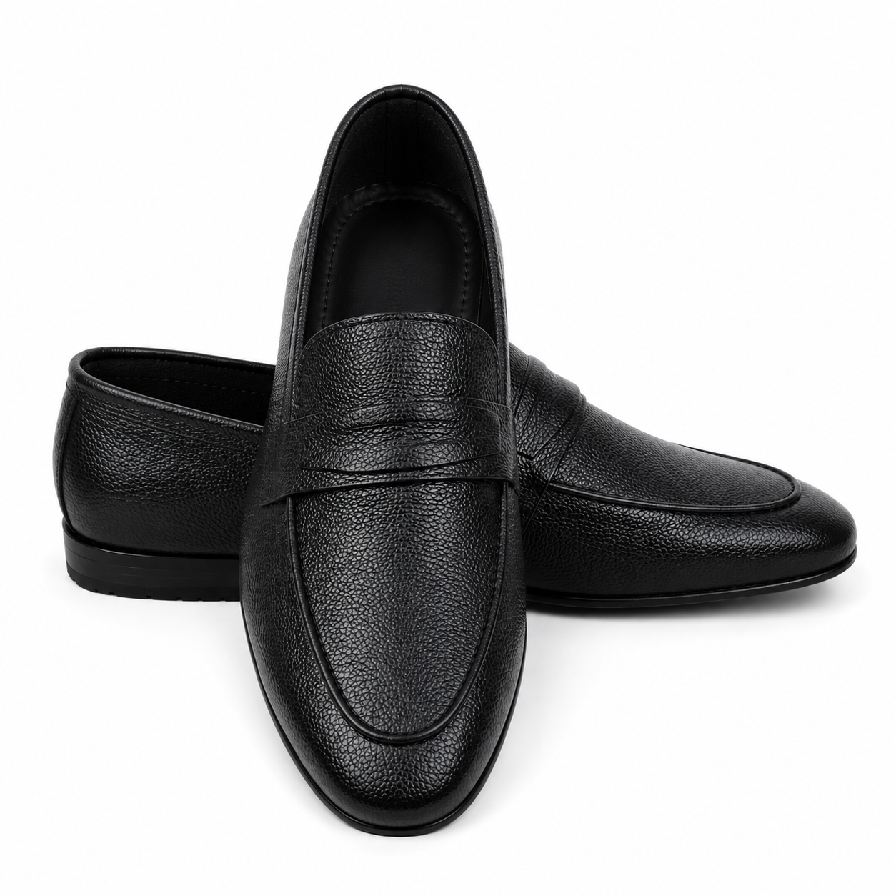 CS-31 Black Noble Soft Grain Foldable Slip-Ons | Cloud Comfort