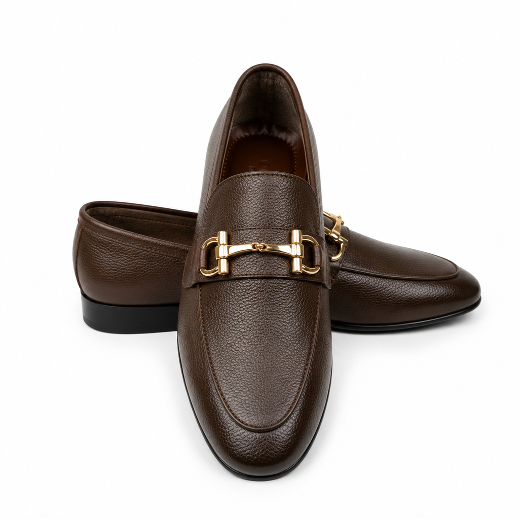 CS-29 Horsebit Brown Soft Grain Foldable Slip-Ons | Cloud Comfort