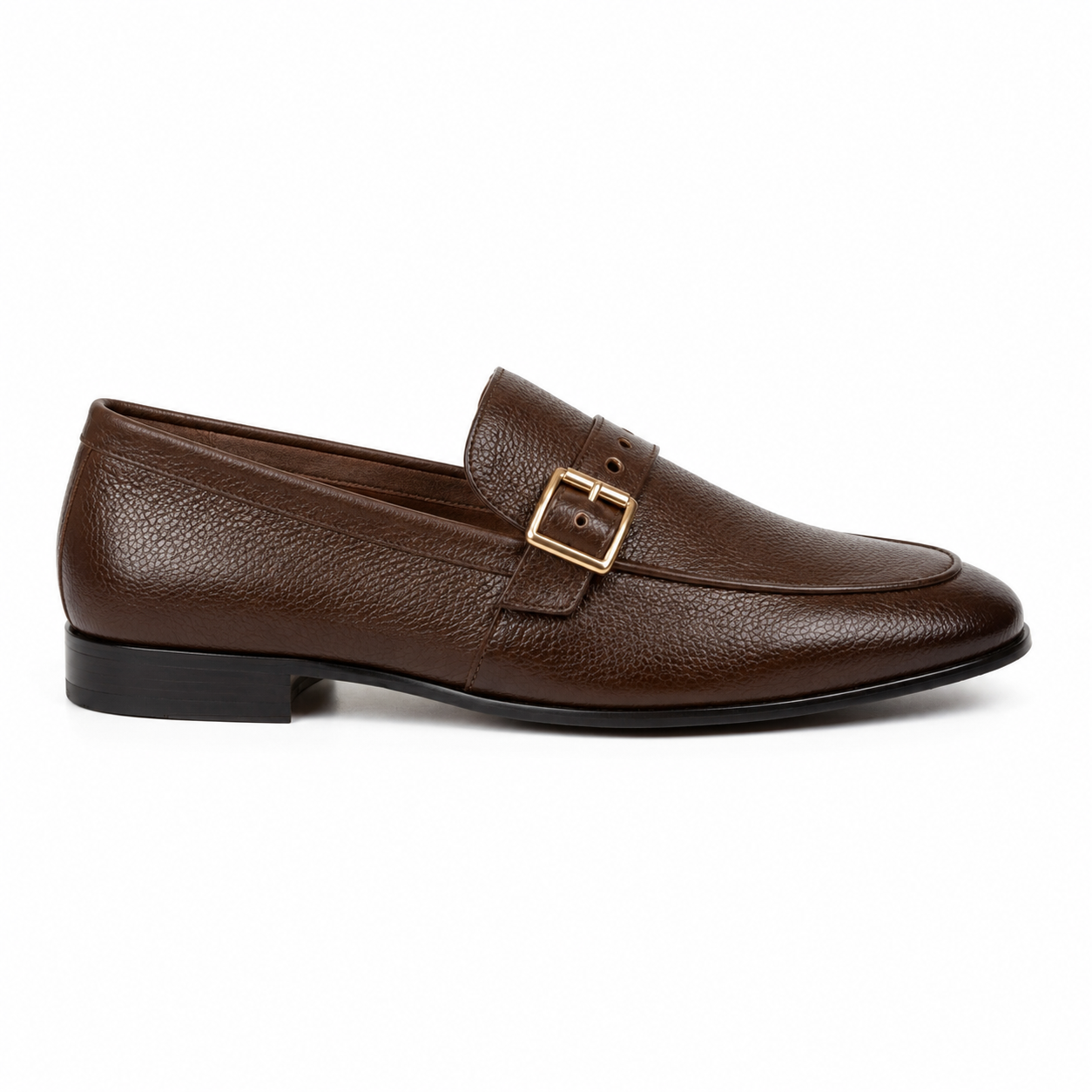 CS-28 Monk Tie Brown Soft Grain Foldable Slip-Ons | Cloud Comfort