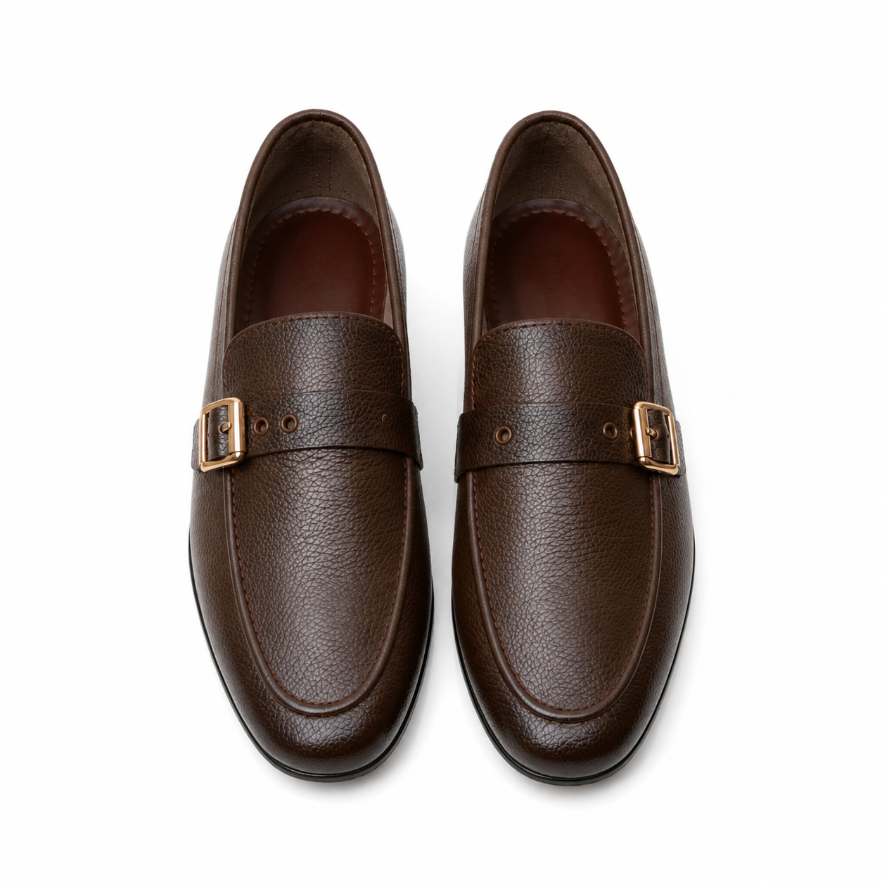 CS-28 Monk Tie Brown Soft Grain Foldable Slip-Ons | Cloud Comfort