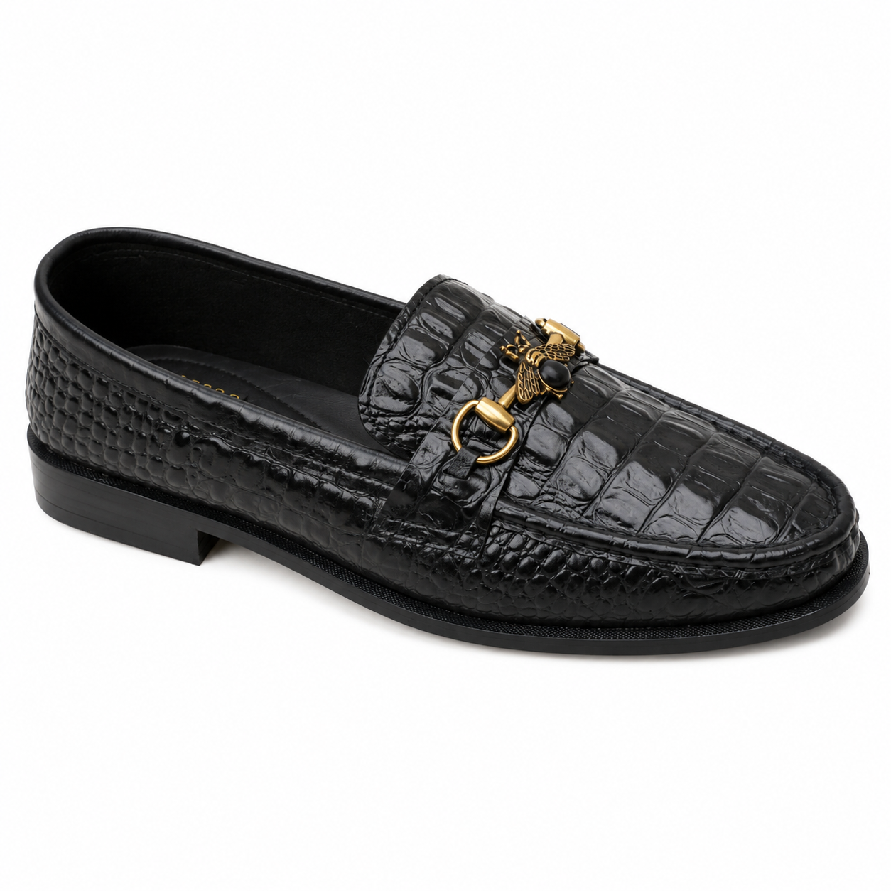 CS-26 Black Luxe Alligator Horsebit Loafers