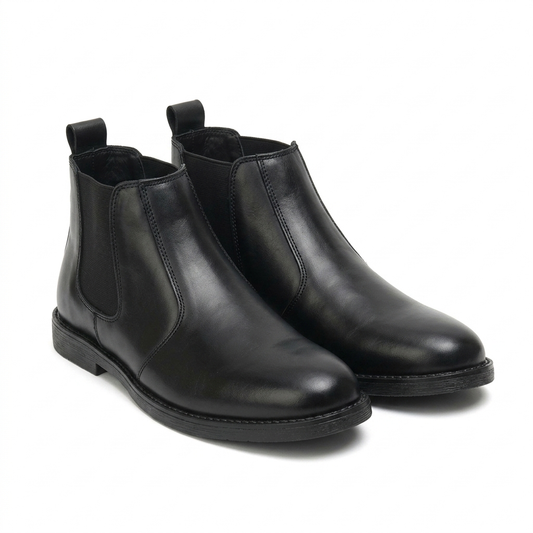CS-10 Black Cow Leather Chelsea Boots