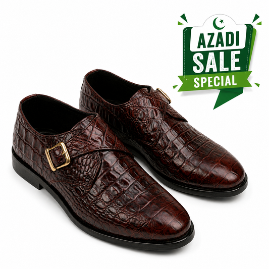 CS-23 Brown Alligator Single Monk Shoes