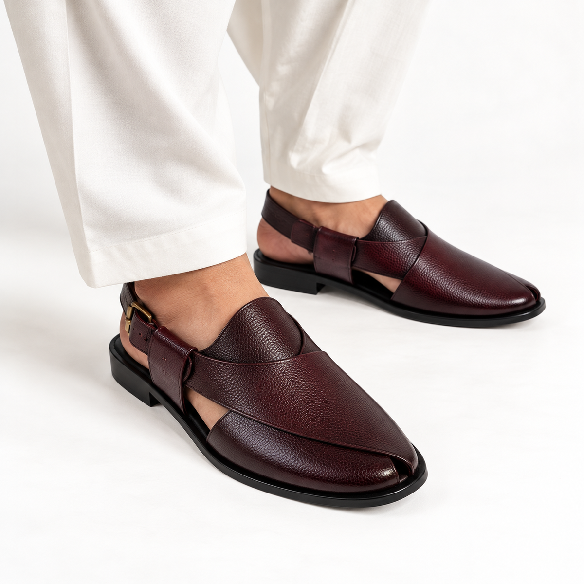 CS-15 Maroon Soft Grain Leather Peshawari