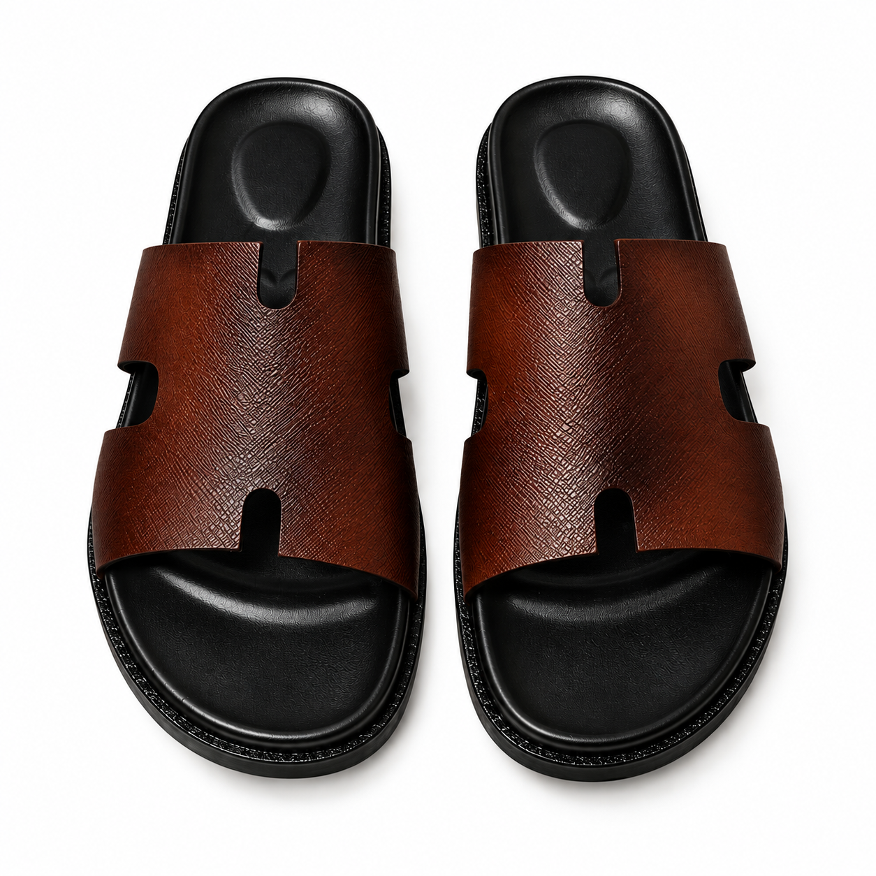 CS-33 Brown Saffiano Cow Leather Slippers