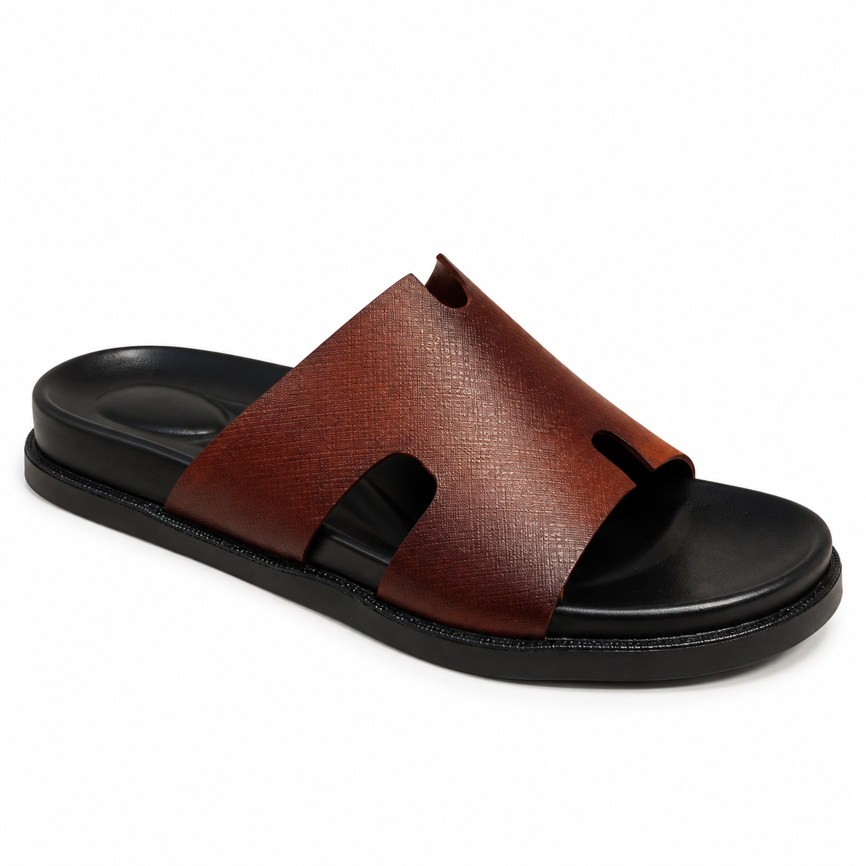 CS-33 Brown Saffiano Cow Leather Slippers