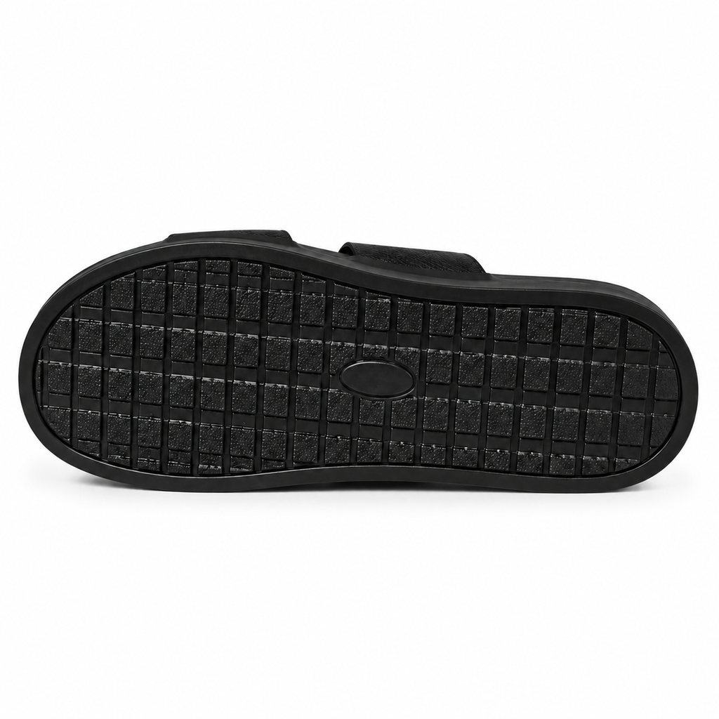 CS-32 Black Woven Cow Leather Slippers