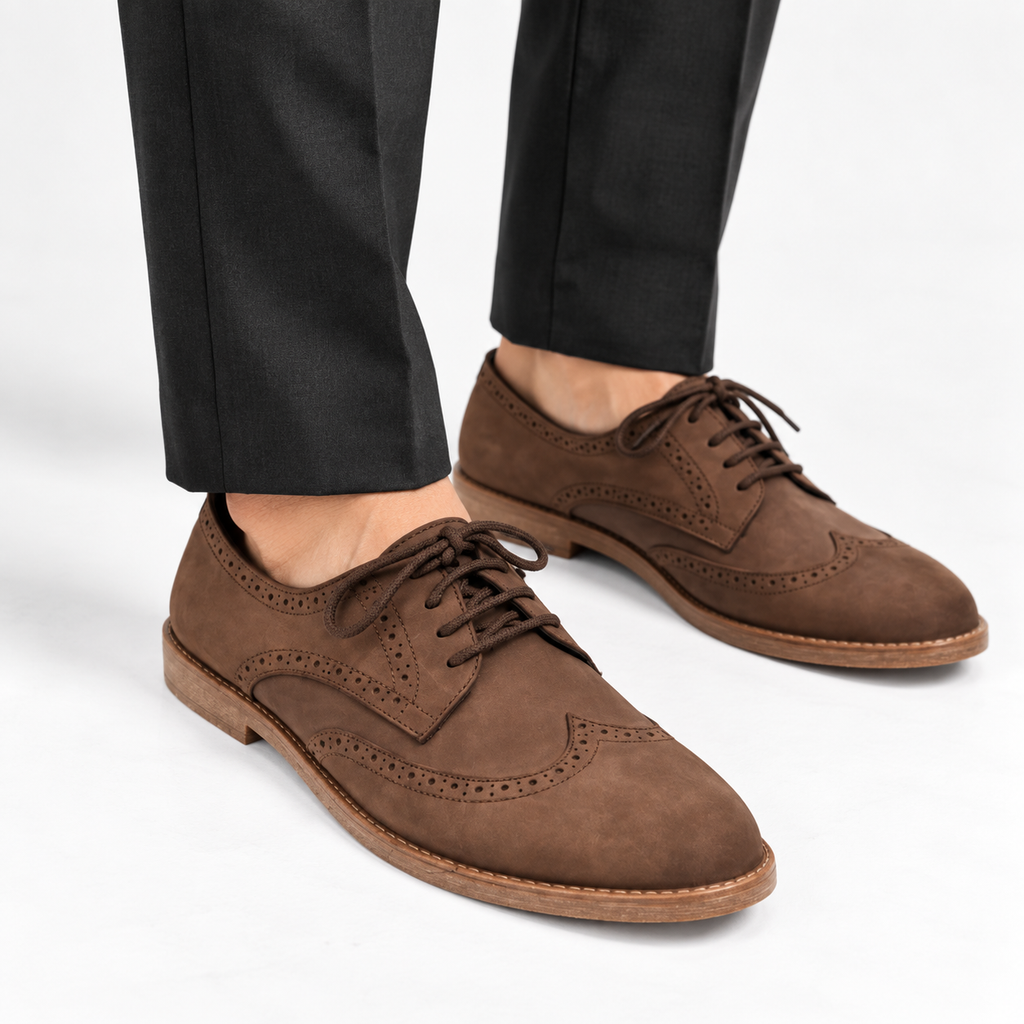 CS-08 Oily Brown Brogue Shoes Casual Style