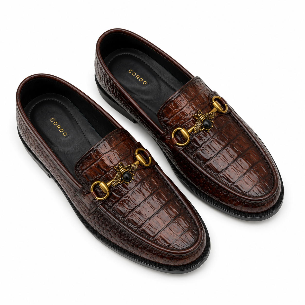 CS-26 Brown Luxe Alligator Horsebit Loafers