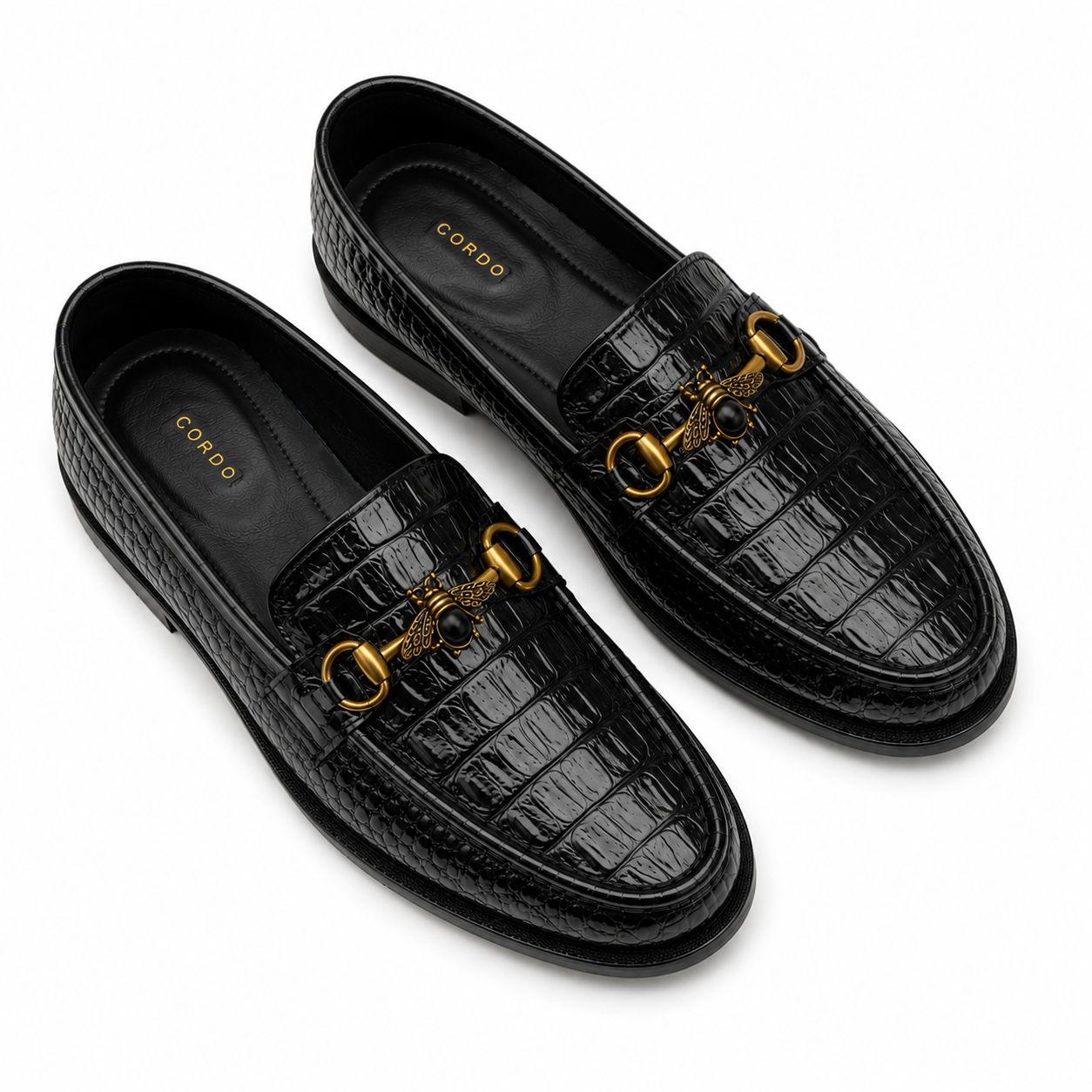 CS-26 Black Luxe Alligator Horsebit Loafers