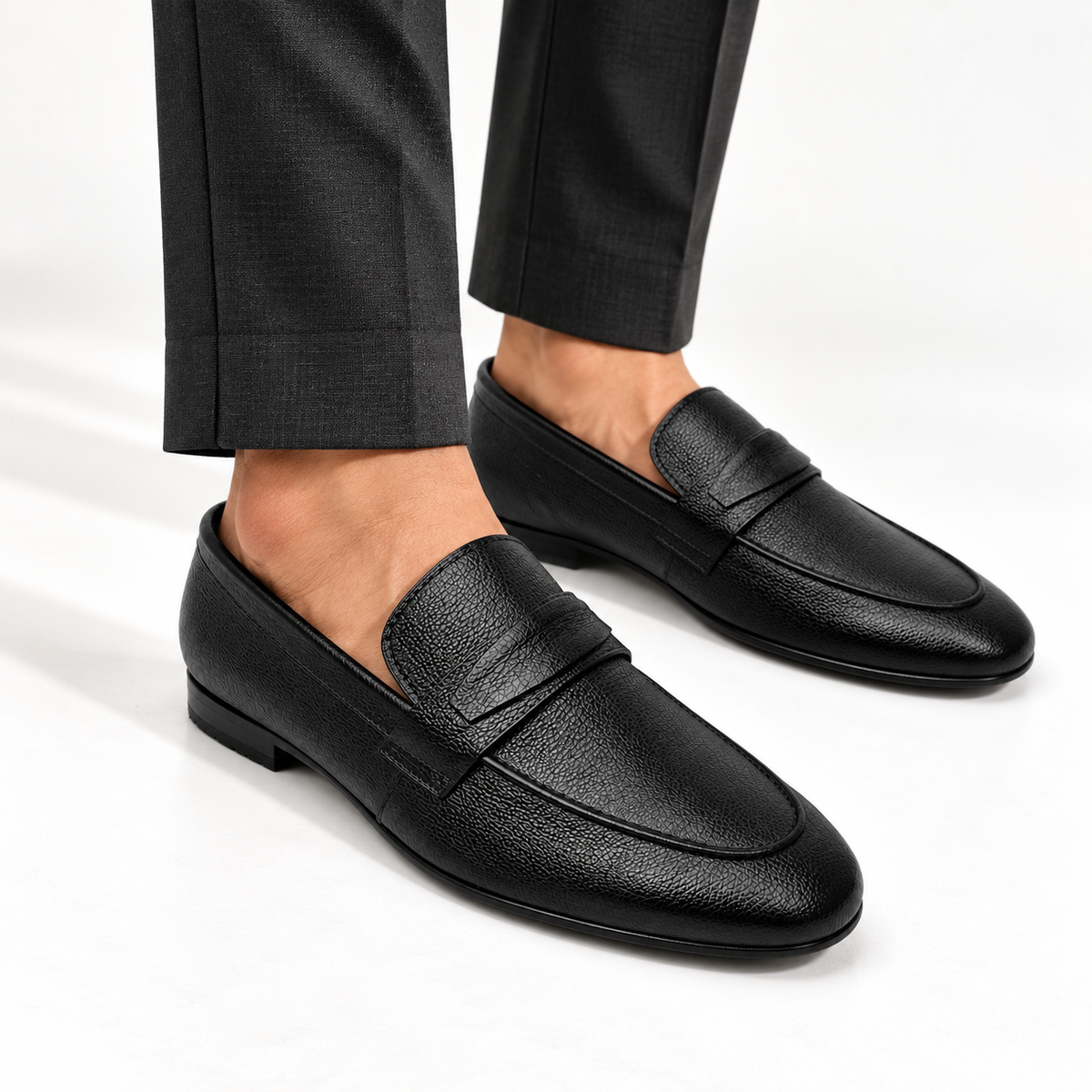 CS-31 Black Noble Soft Grain Foldable Slip-Ons | Cloud Comfort